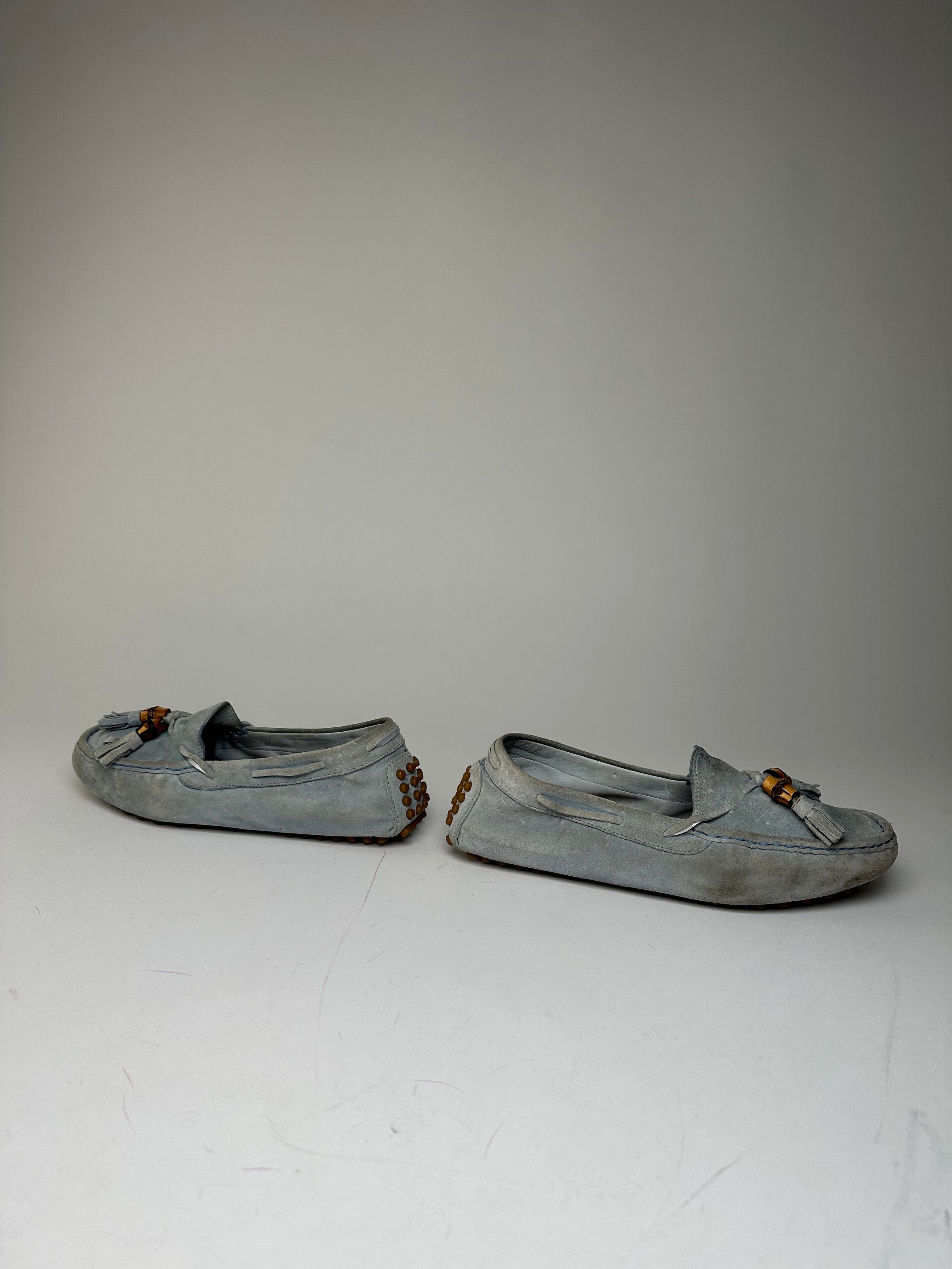 Other Vintage Gucci Bamboo Suede Loafer Light Blue EU37 Size US 6 / IT 36 - 5 Thumbnail