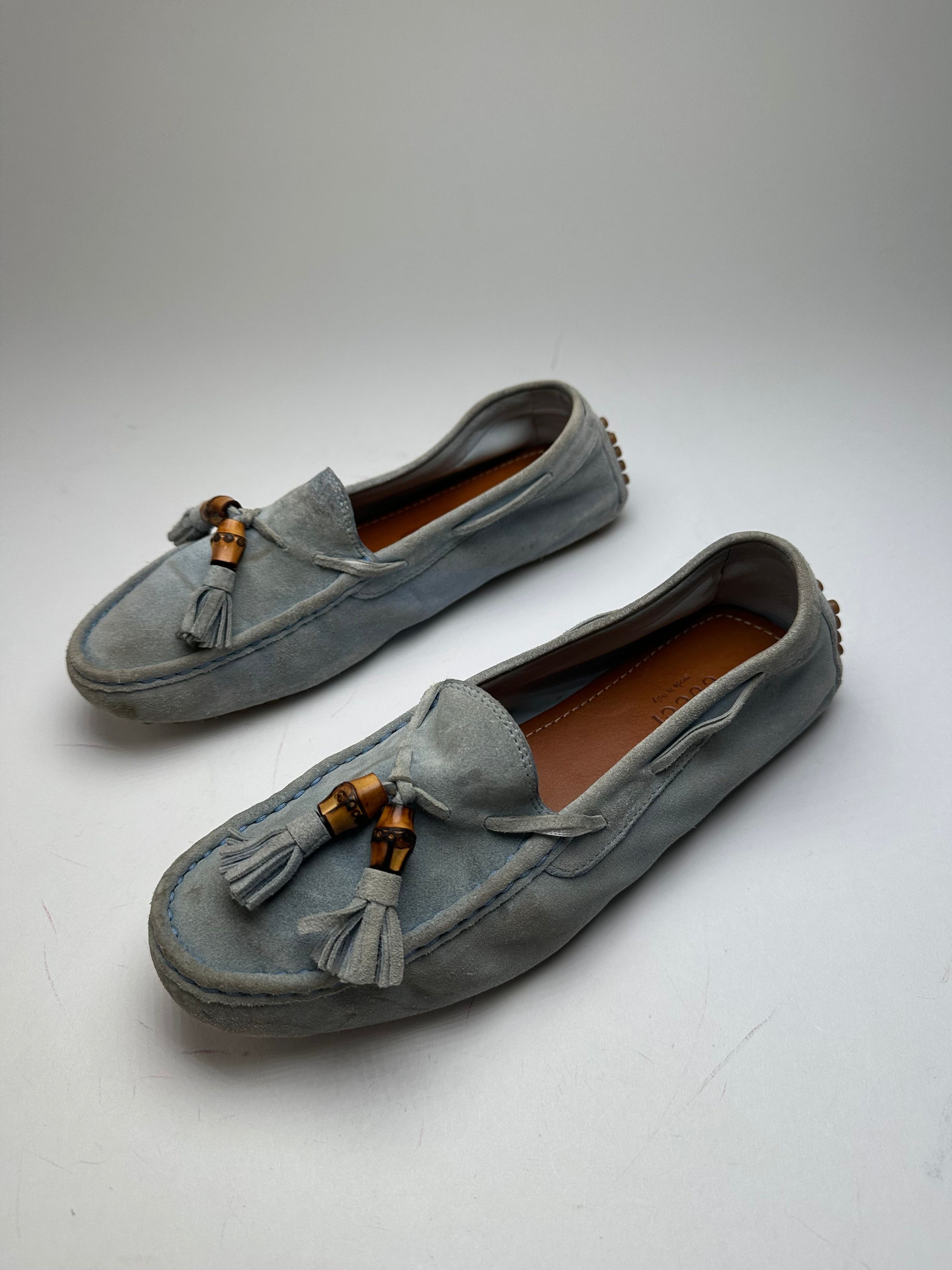 Other Vintage Gucci Bamboo Suede Loafer Light Blue EU37 Size US 6 / IT 36 - 11 Thumbnail