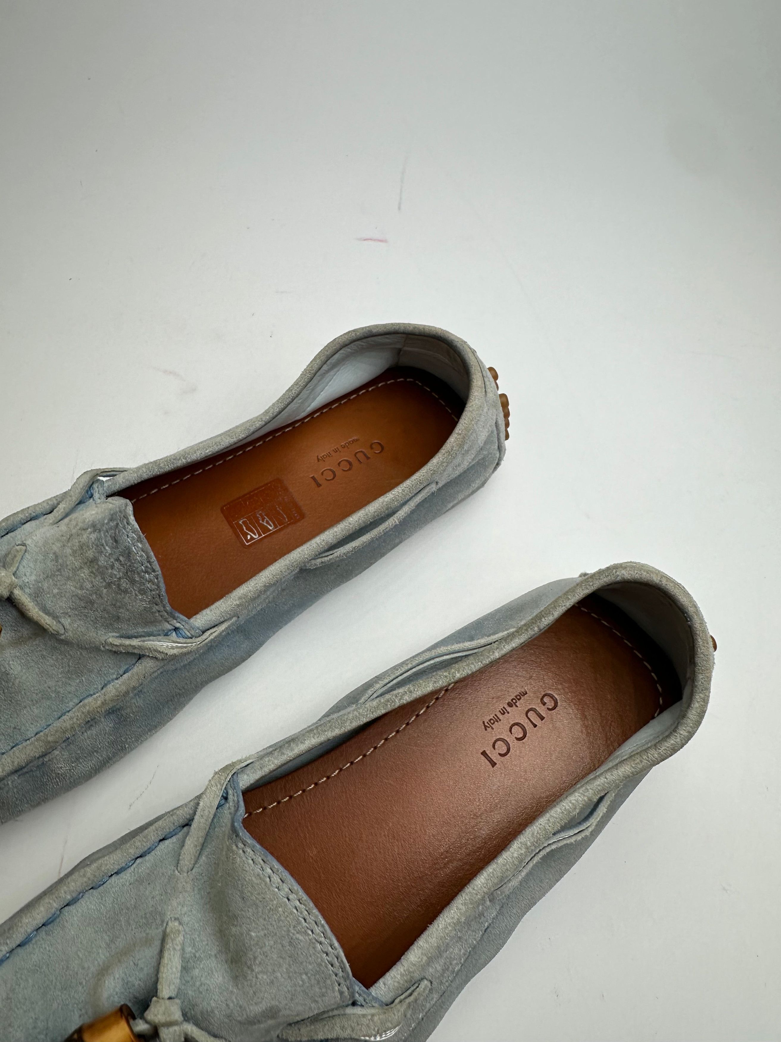 Other Vintage Gucci Bamboo Suede Loafer Light Blue EU37 Size US 6 / IT 36 - 2 Thumbnail