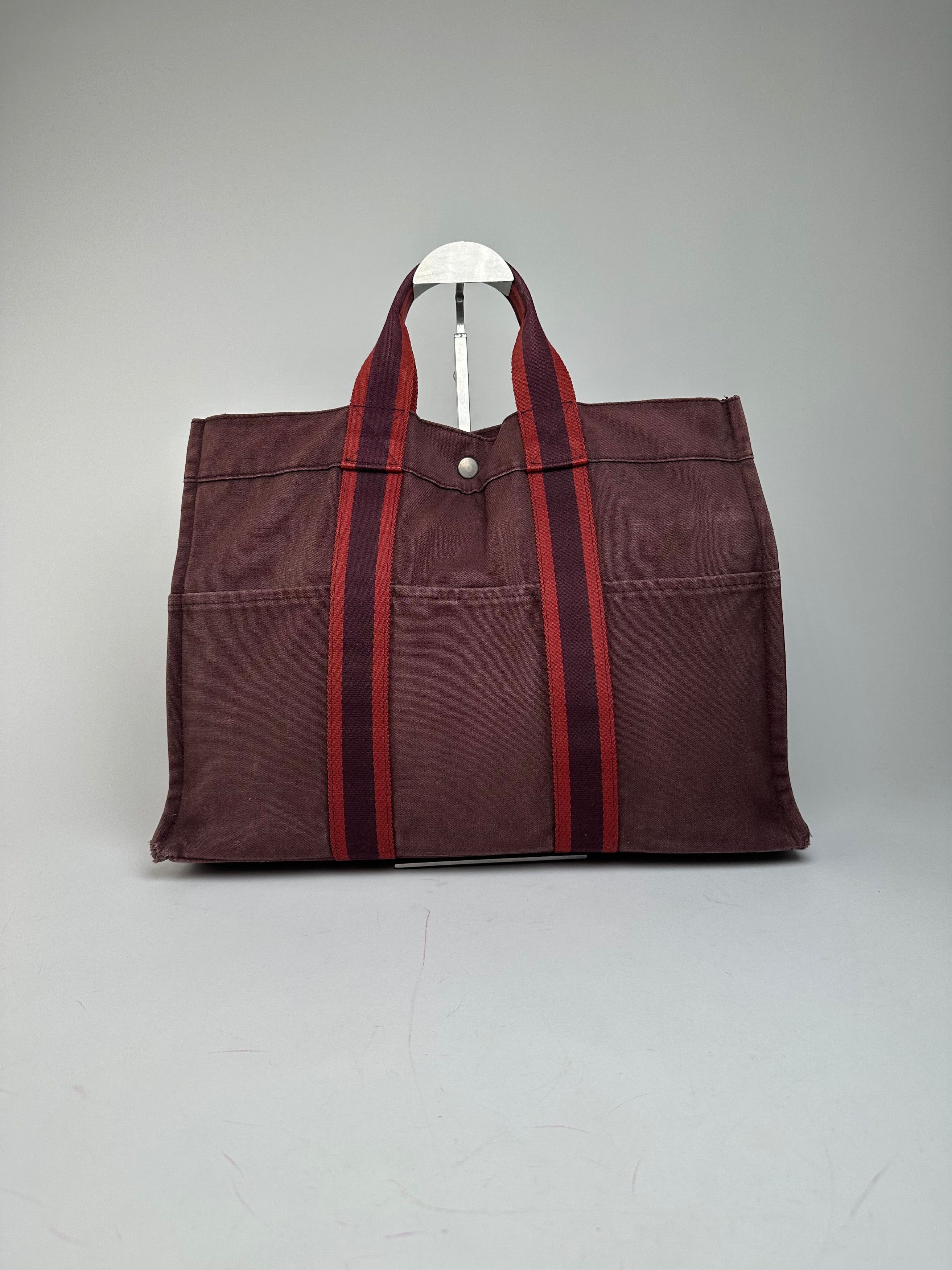 Other Vintage Hermes Canvas Tote Bag Purple Red Size ONE SIZE - 11 Thumbnail