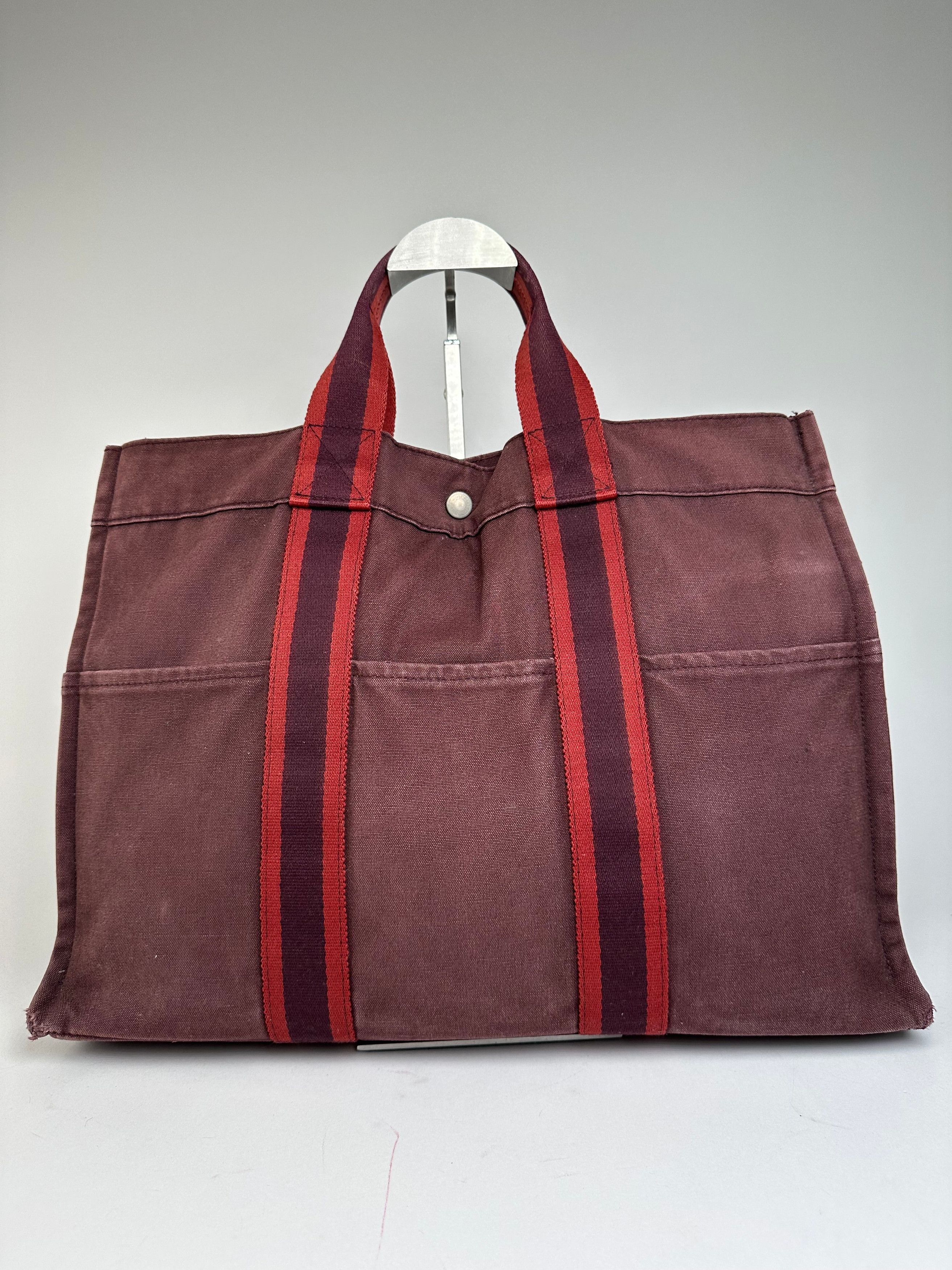 Other Vintage Hermes Canvas Tote Bag Purple Red Size ONE SIZE - 2 Thumbnail