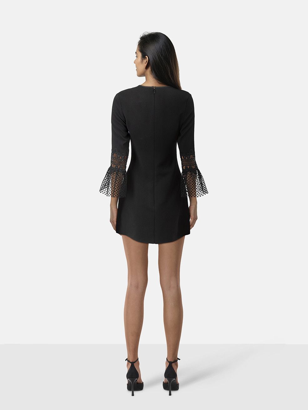 Self-Portrait Black Bell Sleeve Shift Dress Size M / US 6-8 / IT 42-44 - 2 Thumbnail