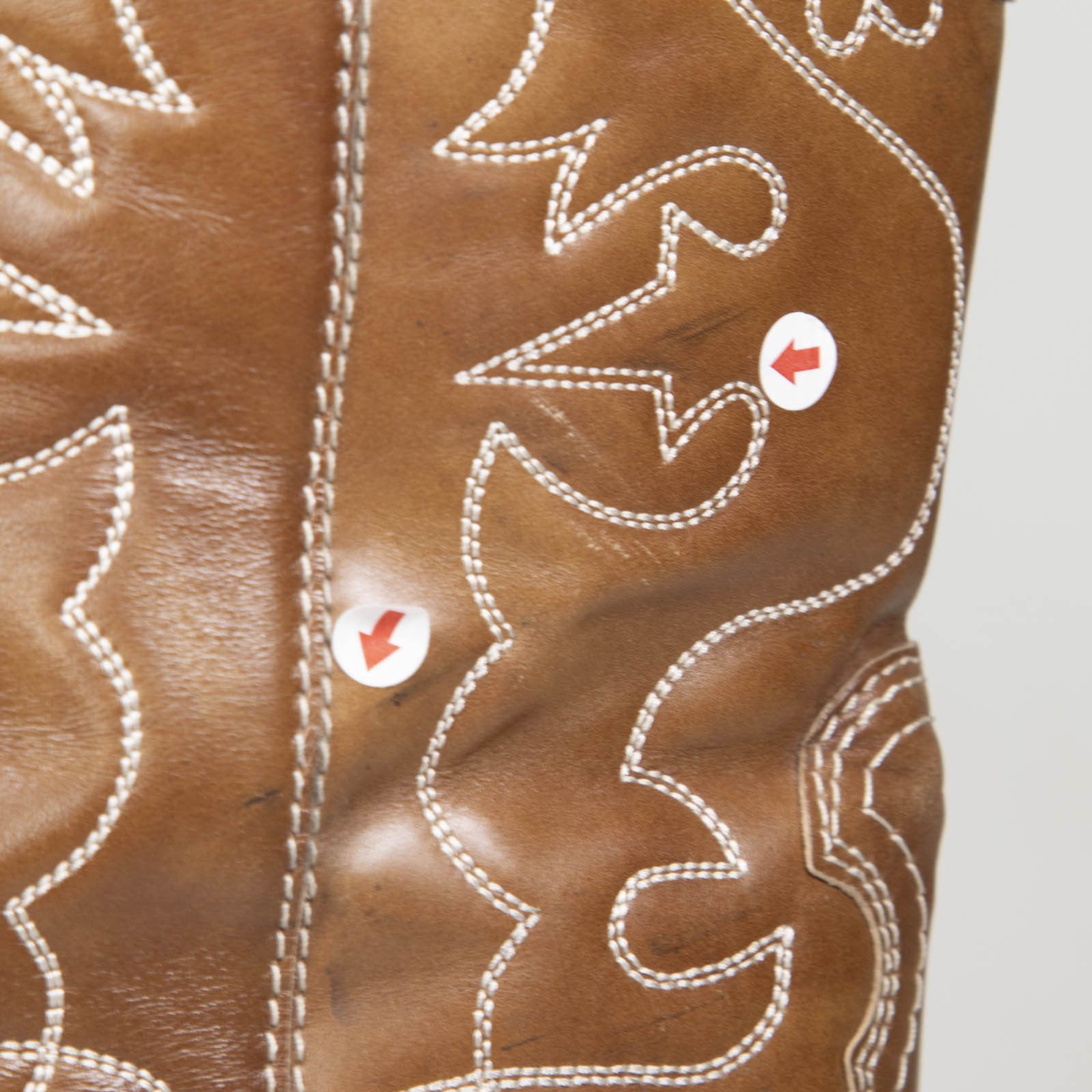Ganni Brown Leather Embroidered Western Boots Size US 9 / IT 39 - 22 Thumbnail