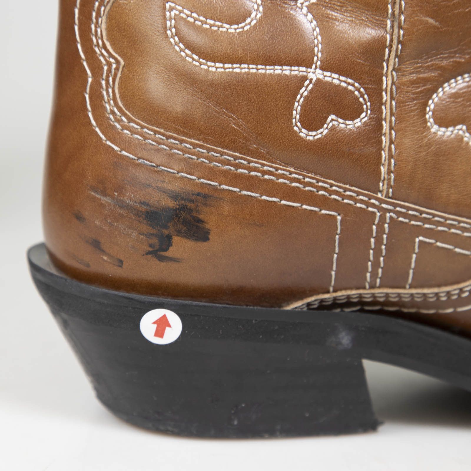 Ganni Brown Leather Embroidered Western Boots Size US 9 / IT 39 - 10 Thumbnail