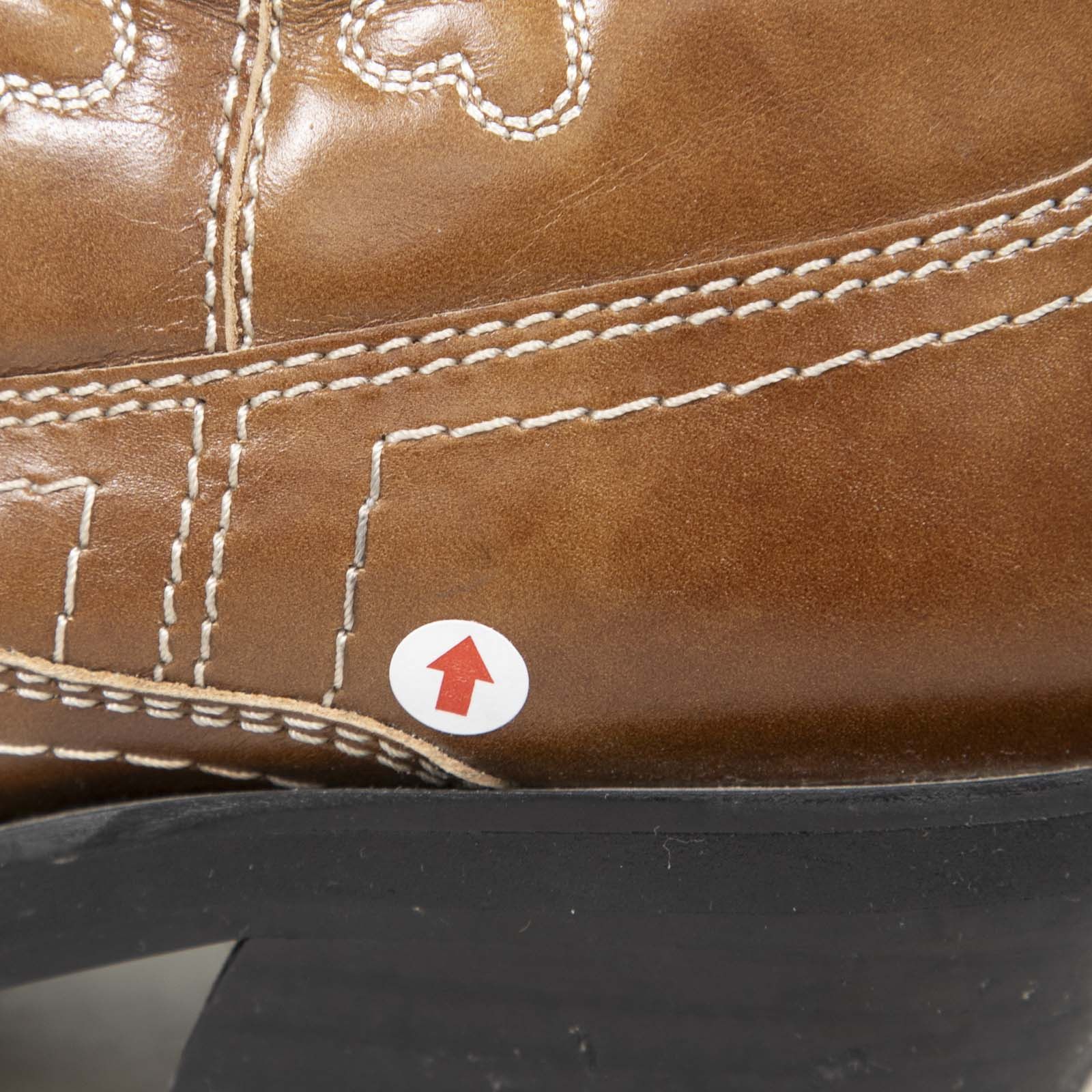 Ganni Brown Leather Embroidered Western Boots Size US 9 / IT 39 - 13 Thumbnail