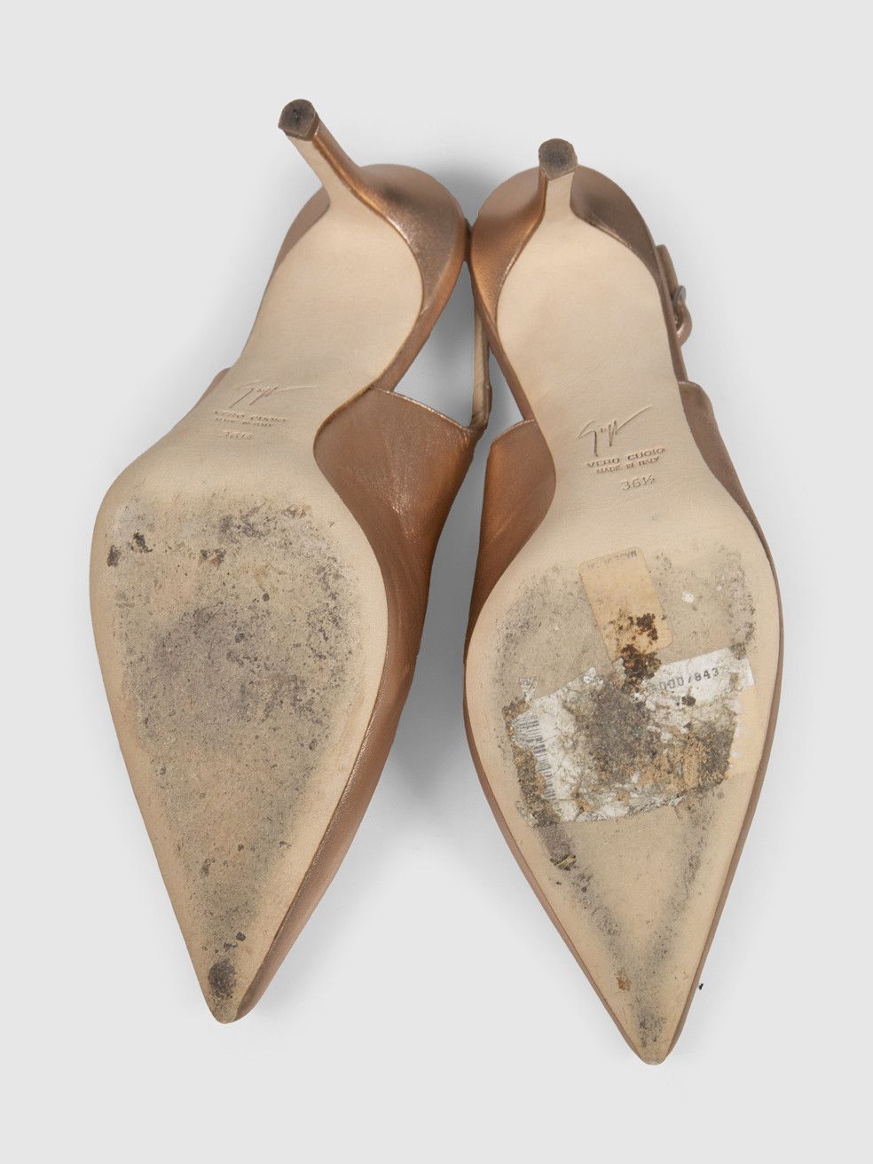 Giuseppe Zanotti Rose Gold Leather Sling Back Heels Size US 6.5 / IT 36.5 - 5 Thumbnail
