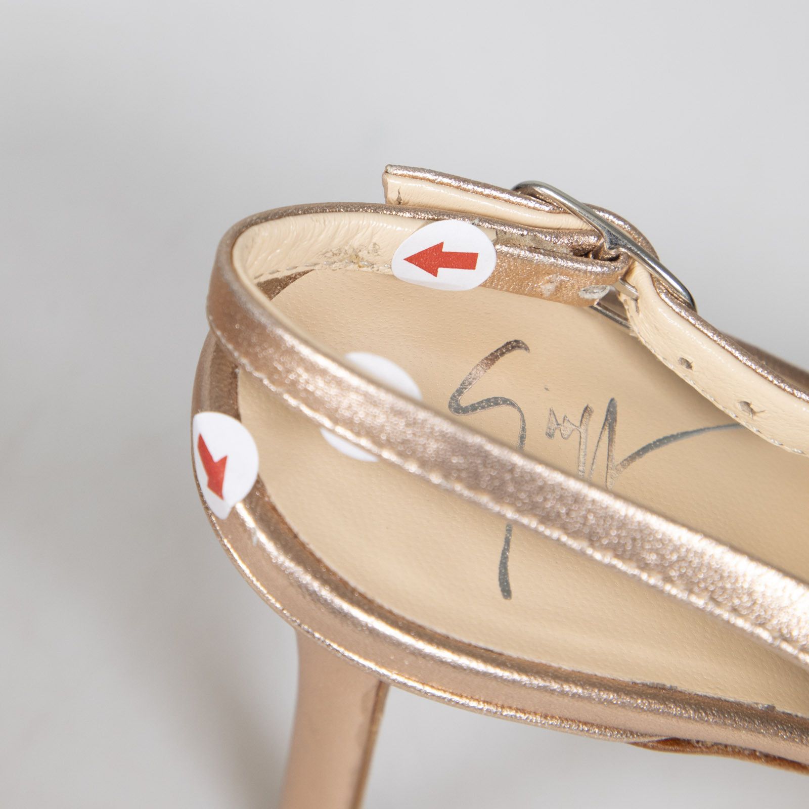 Giuseppe Zanotti Rose Gold Leather Sling Back Heels Size US 6.5 / IT 36.5 - 8 Thumbnail