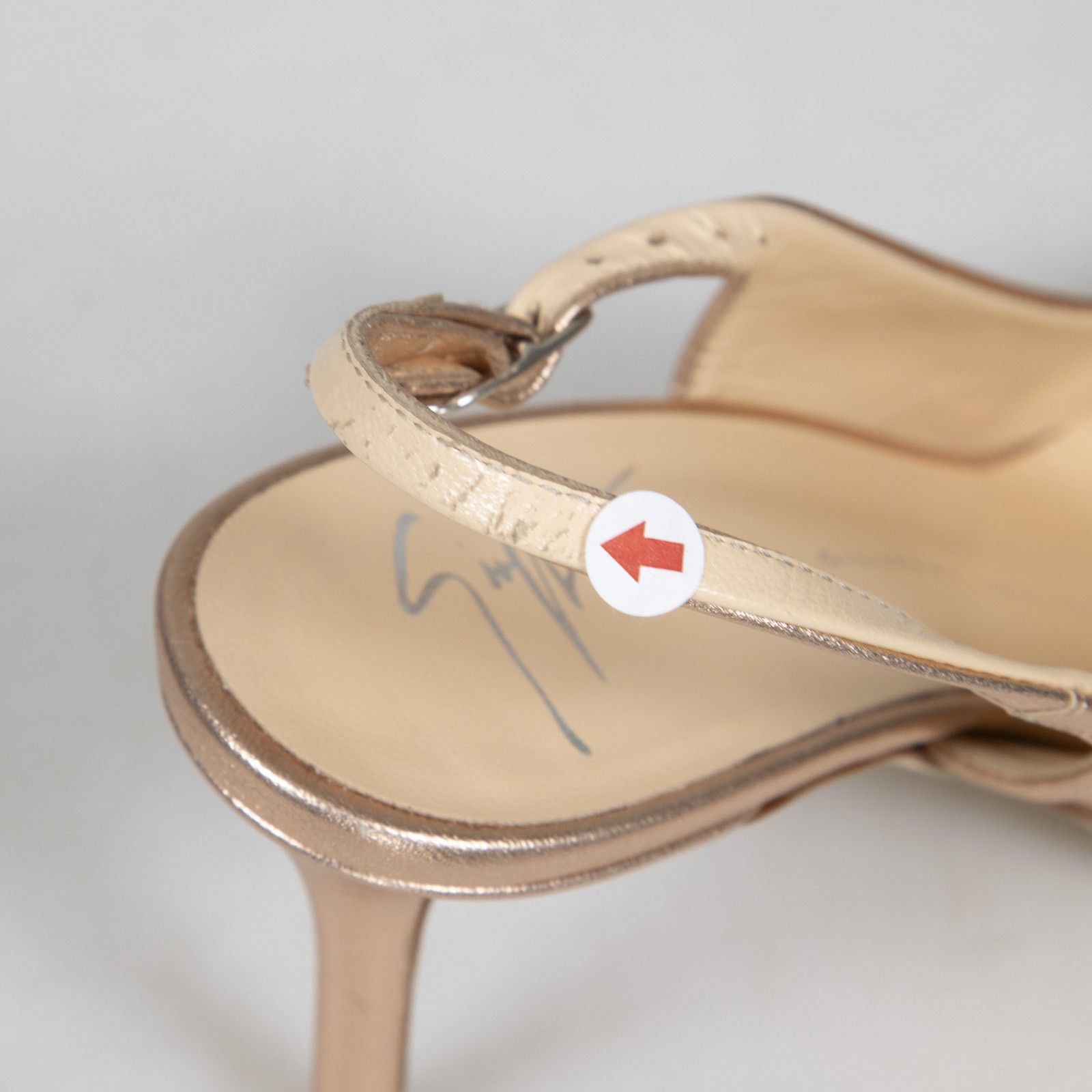 Giuseppe Zanotti Rose Gold Leather Sling Back Heels Size US 6.5 / IT 36.5 - 13 Thumbnail