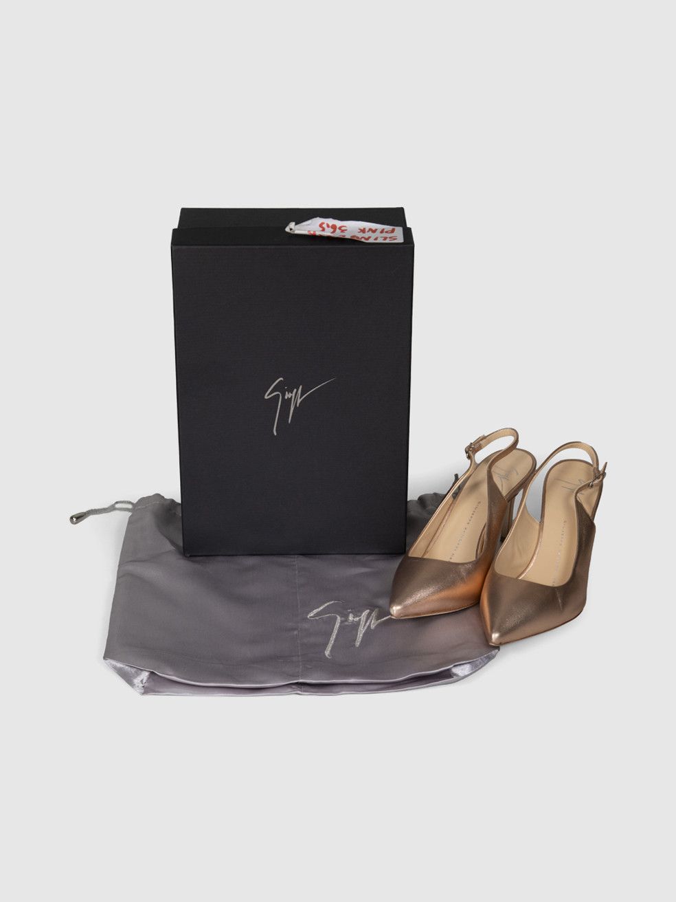 Giuseppe Zanotti Rose Gold Leather Sling Back Heels Size US 6.5 / IT 36.5 - 3 Thumbnail