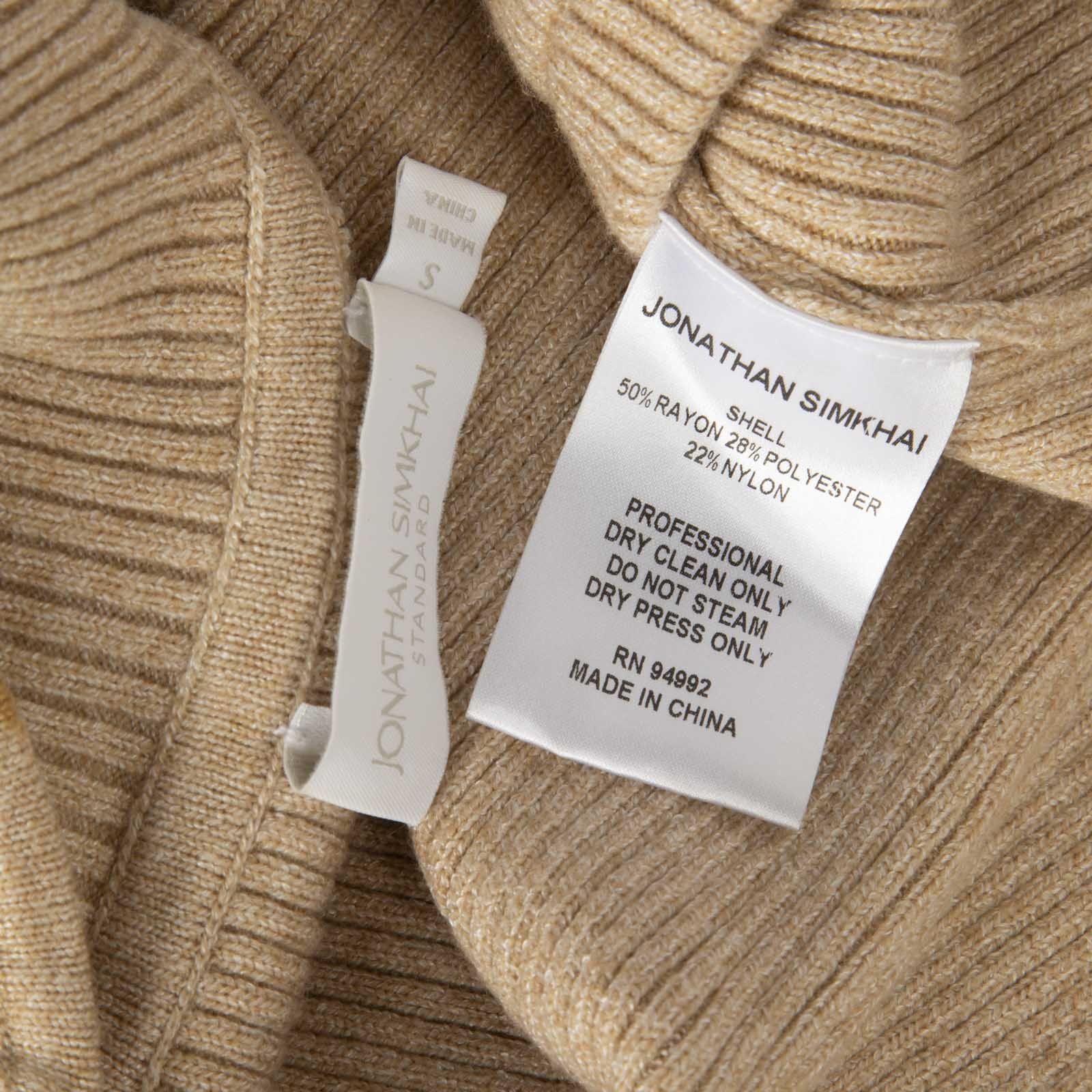 Jonathan Simkhai Beige Ribbed Cut Out Turtleneck Size S / US 4 / IT 40 - 6 Thumbnail