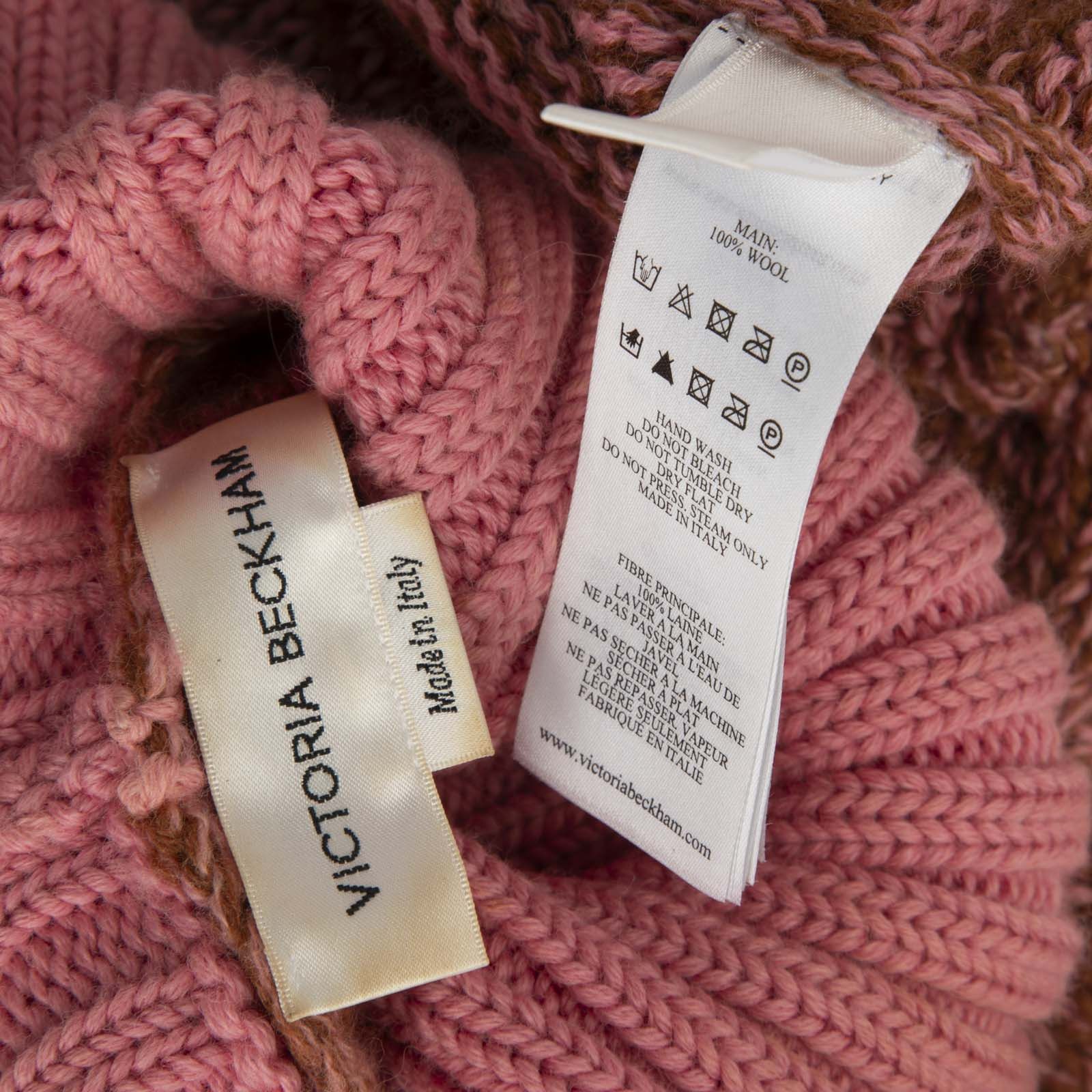Victoria Beckham Brown & Pink Wool Turtleneck Sweater Size S / US 4 / IT 40 - 6 Thumbnail