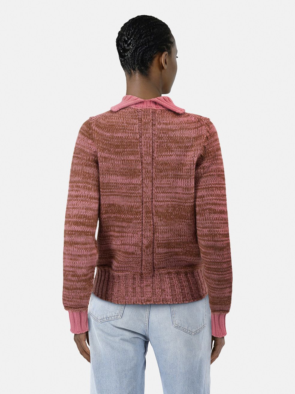 Victoria Beckham Brown & Pink Wool Turtleneck Sweater Size S / US 4 / IT 40 - 2 Thumbnail