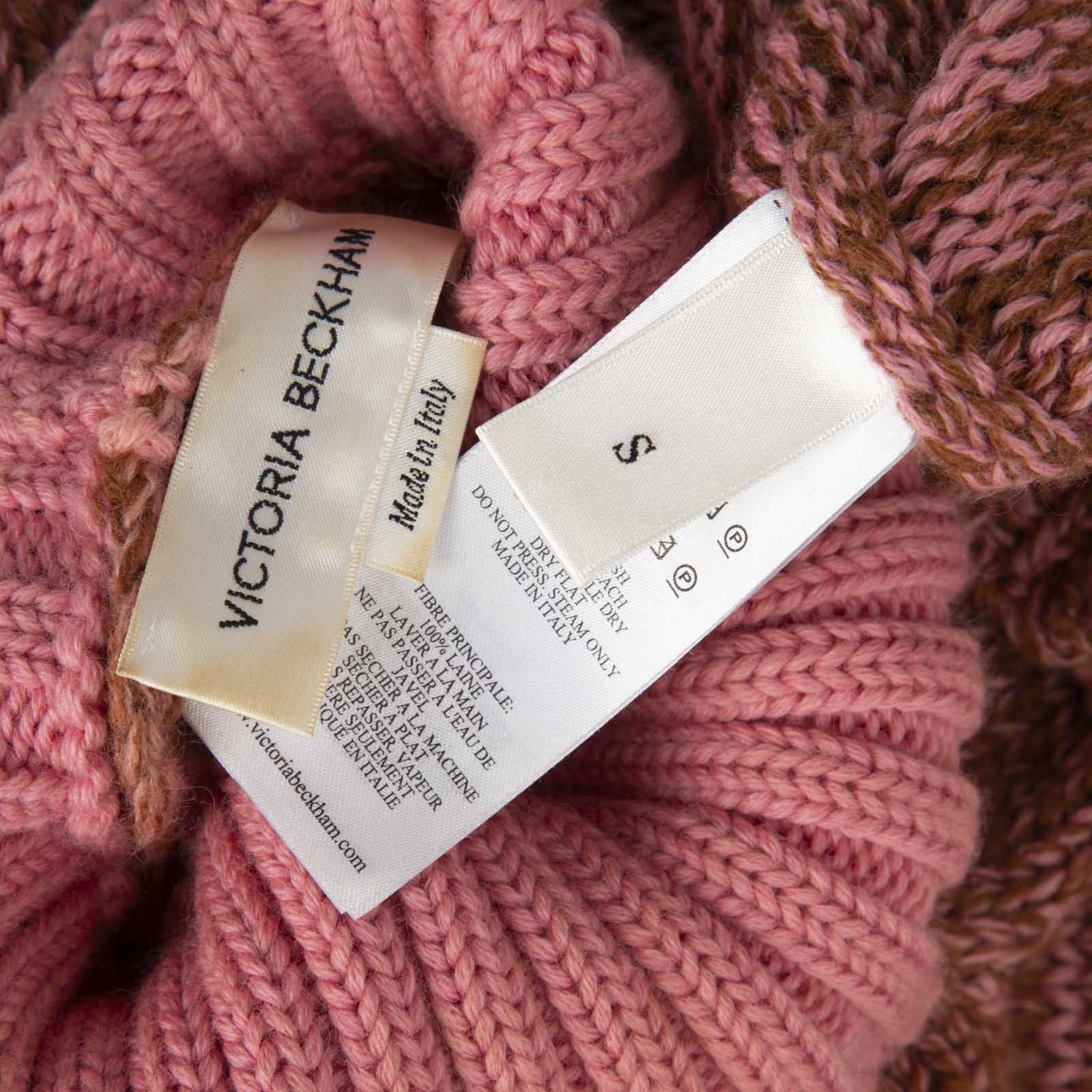Victoria Beckham Brown & Pink Wool Turtleneck Sweater Size S / US 4 / IT 40 - 7 Thumbnail