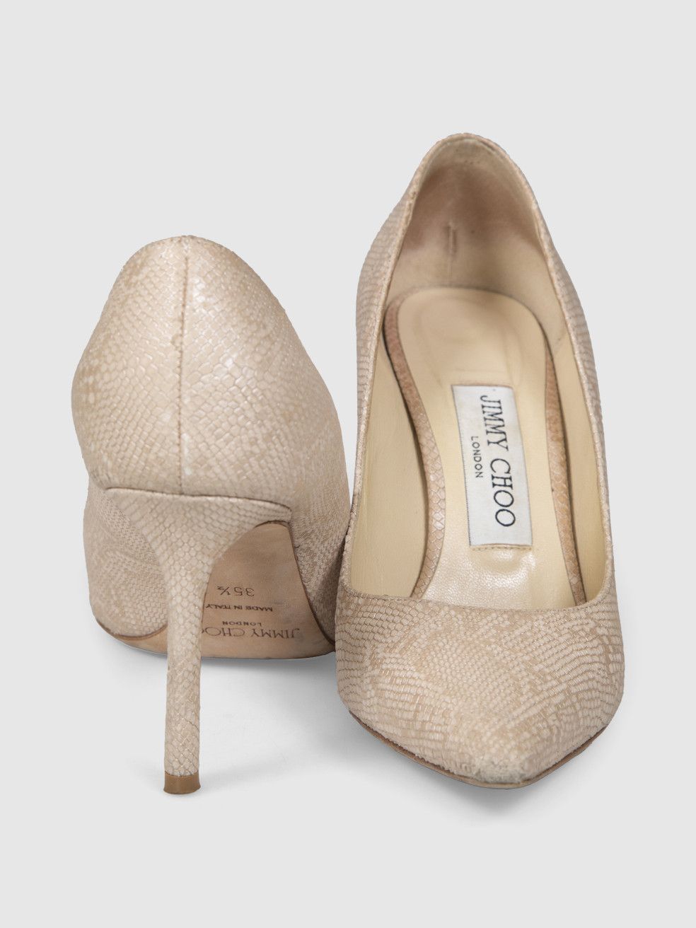 Jimmy Choo Romy 85 Lizard Embossed Pumps Size US 5.5 / IT 35.5 - 3 Thumbnail