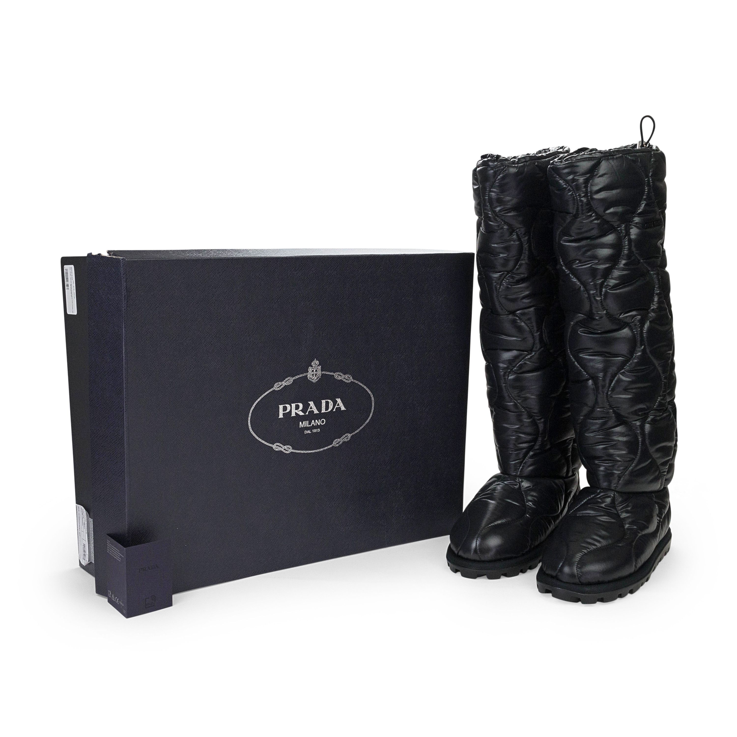 Prada COMBAT LOGO TALL BOOTS BLACK ANKLE BOOTS SIZE 40 Size US 10 / IT 40 - 7 Thumbnail