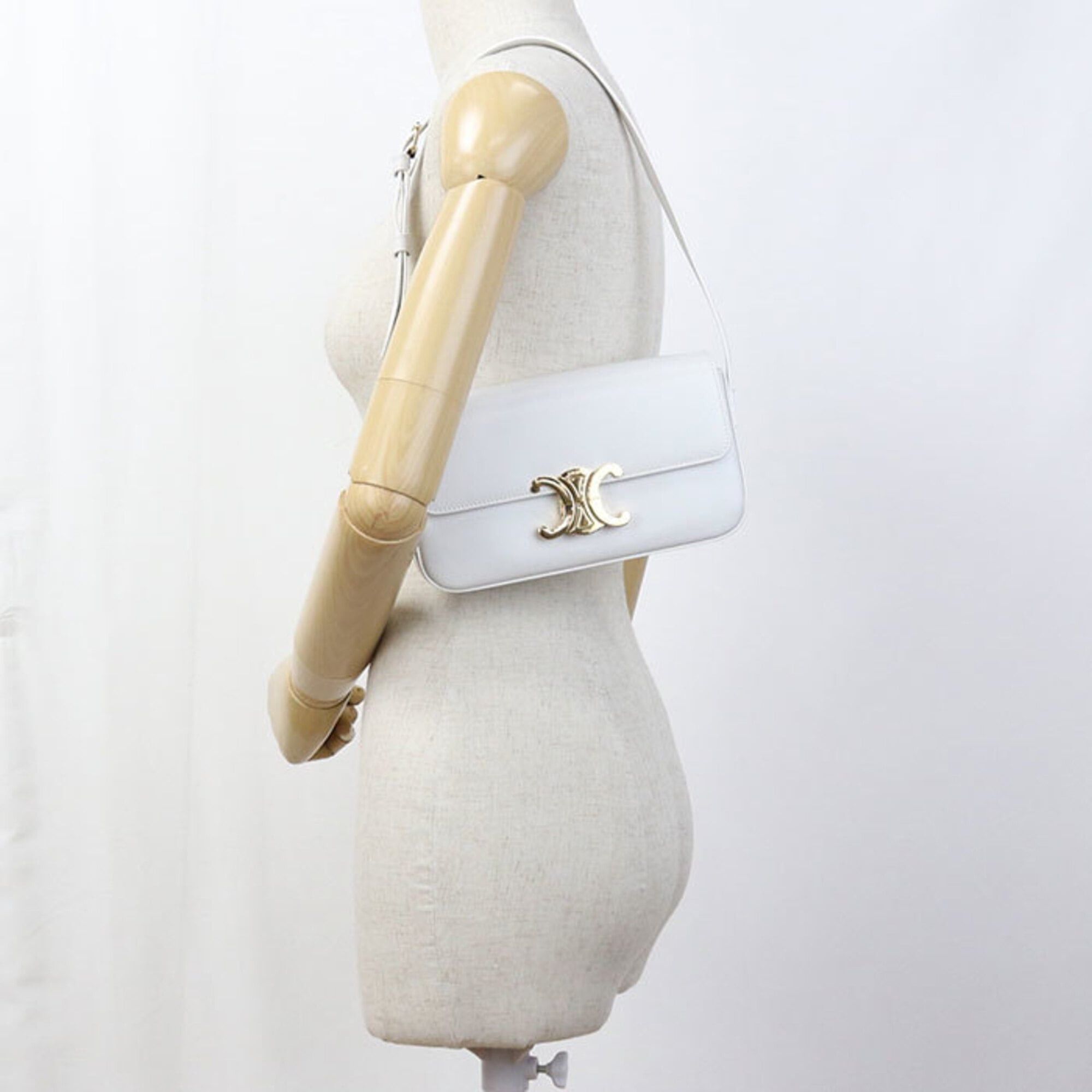 Celine CELINE Triomphe Shoulder Bag 194143BF4.01HT (White) Size ONE SIZE - 7 Thumbnail