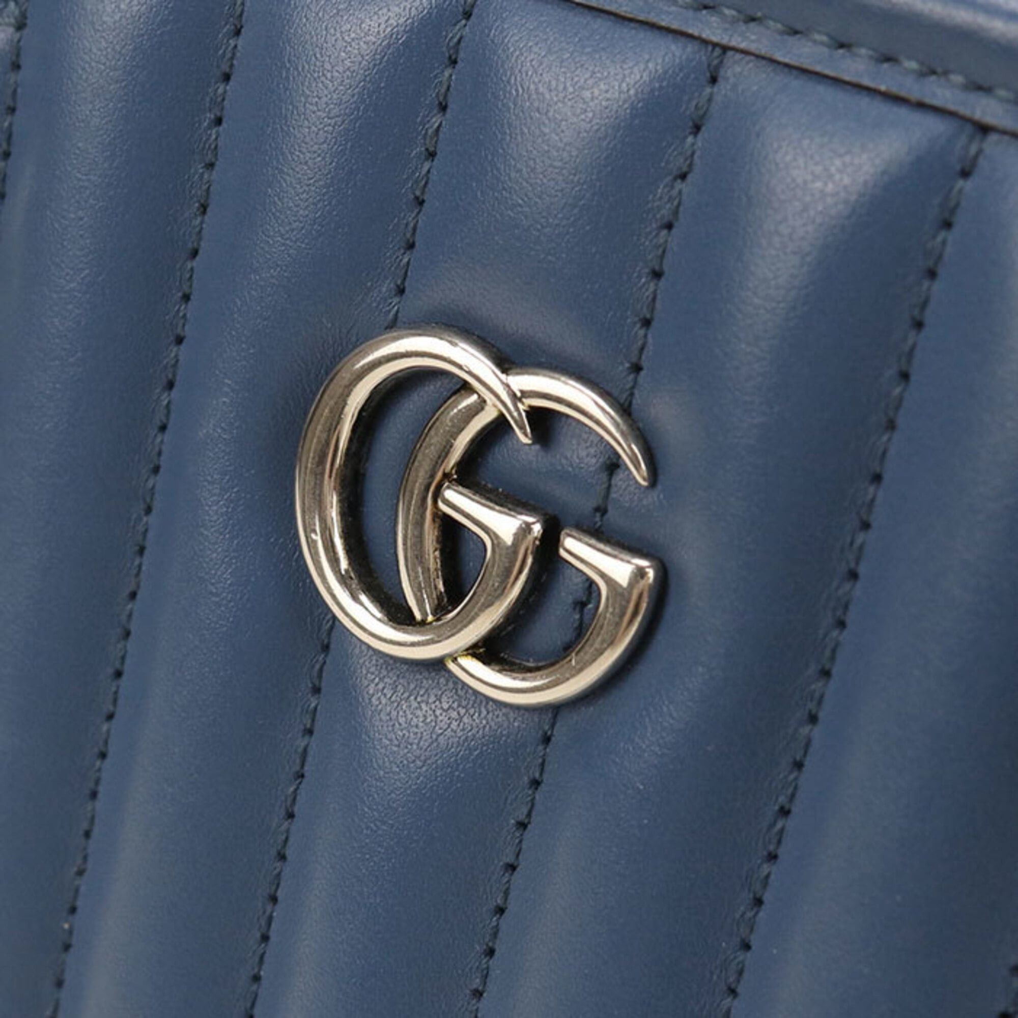 Gucci Gucci Tote Bag 681483 Chain GG Marmont Women's Blue Size ONE SIZE - 4 Thumbnail
