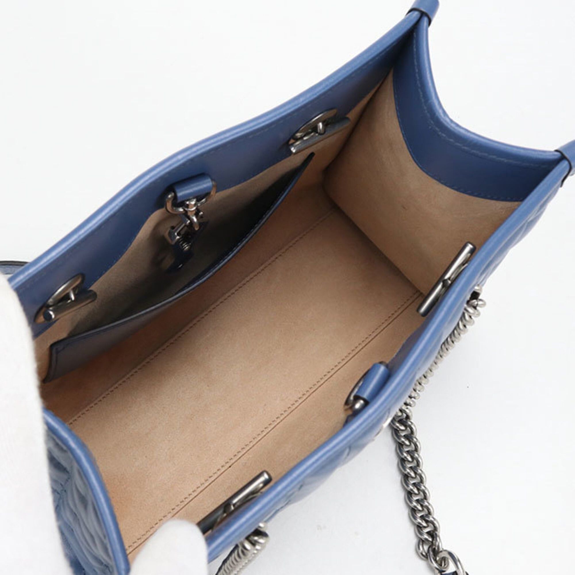 Gucci Gucci Tote Bag 681483 Chain GG Marmont Women's Blue Size ONE SIZE - 3 Thumbnail