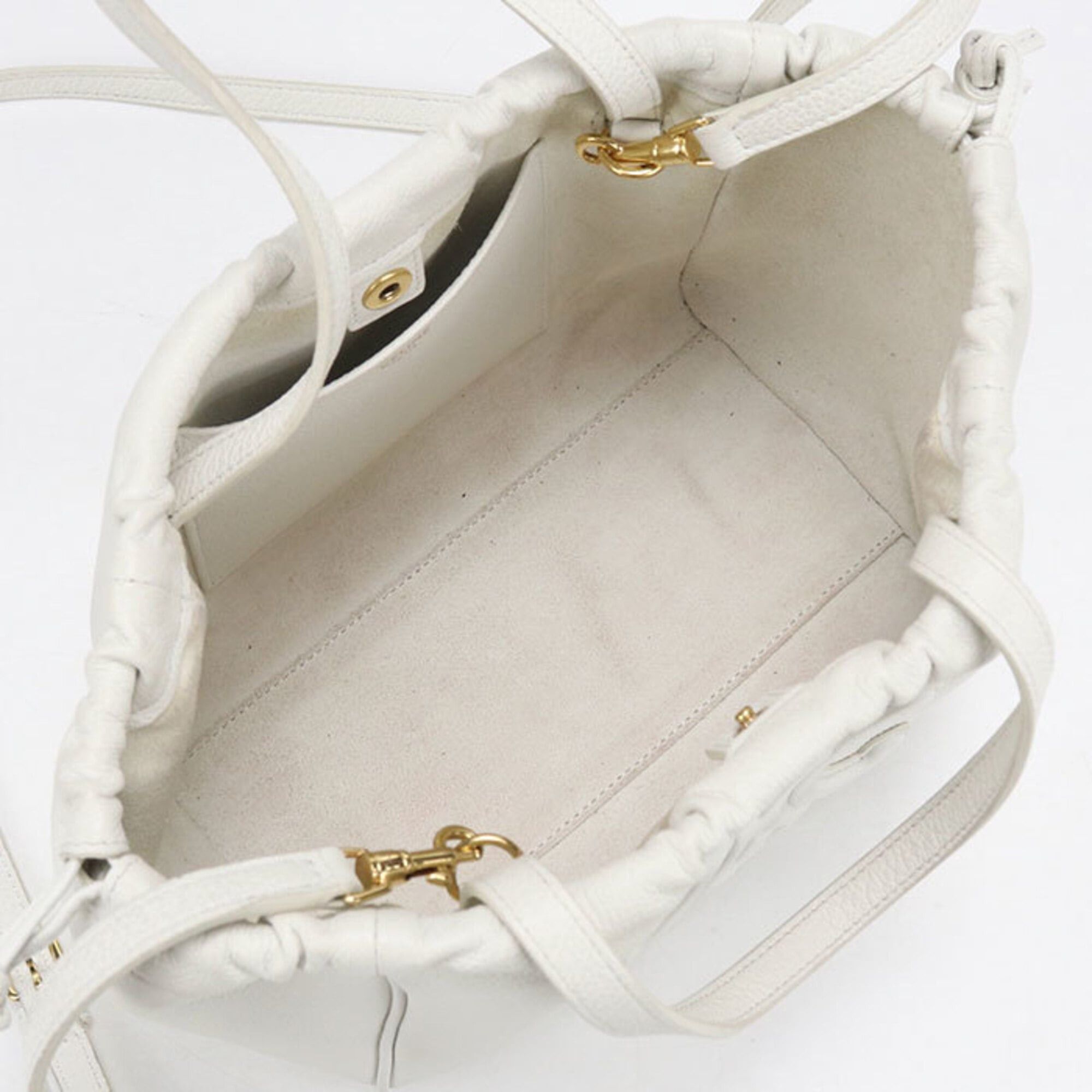 Celine Celine handbag 111013ENY.01BC Small Cabas Drawstring Triomphe Women's White Size ONE SIZE - 3 Thumbnail