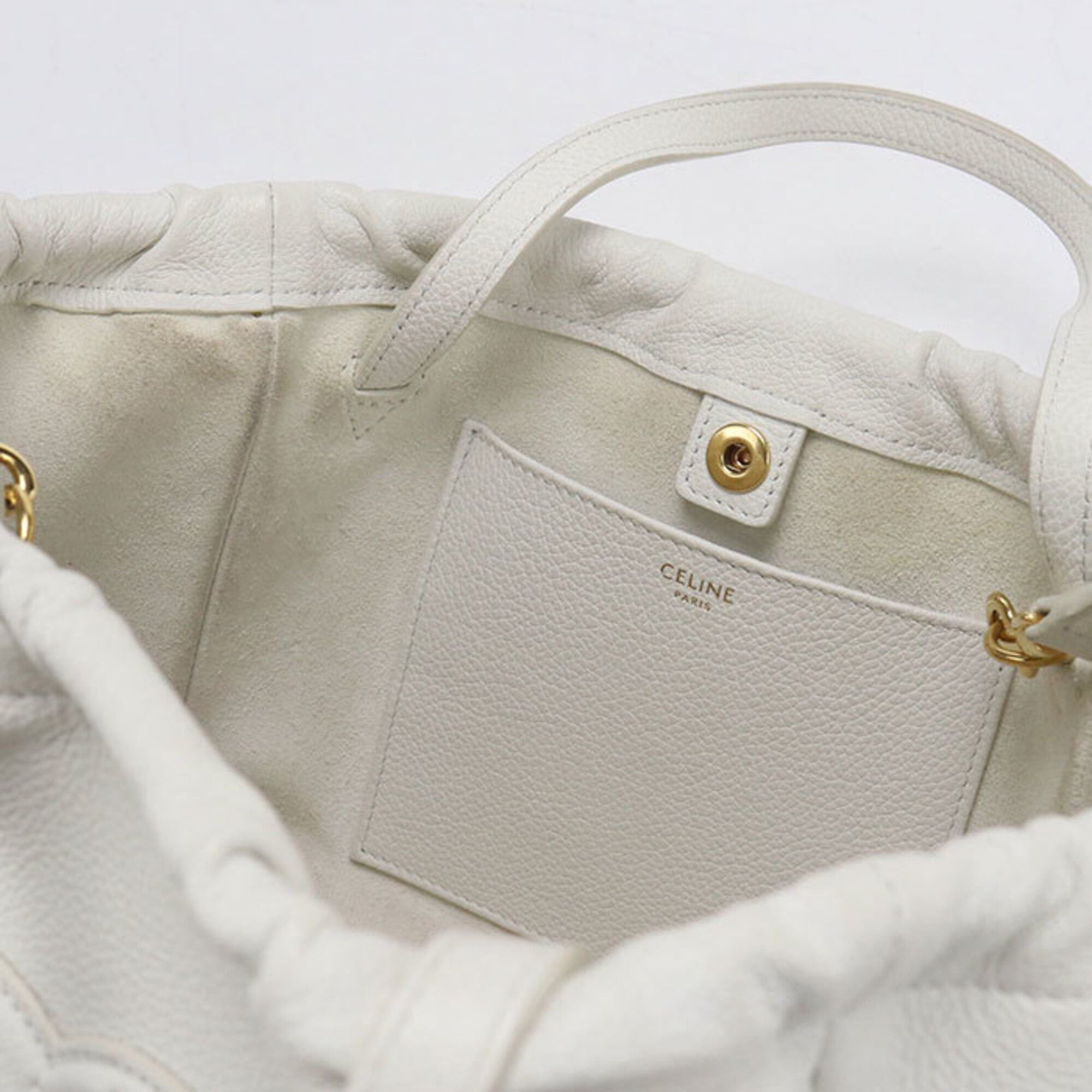 Celine Celine handbag 111013ENY.01BC Small Cabas Drawstring Triomphe Women's White Size ONE SIZE - 5 Thumbnail