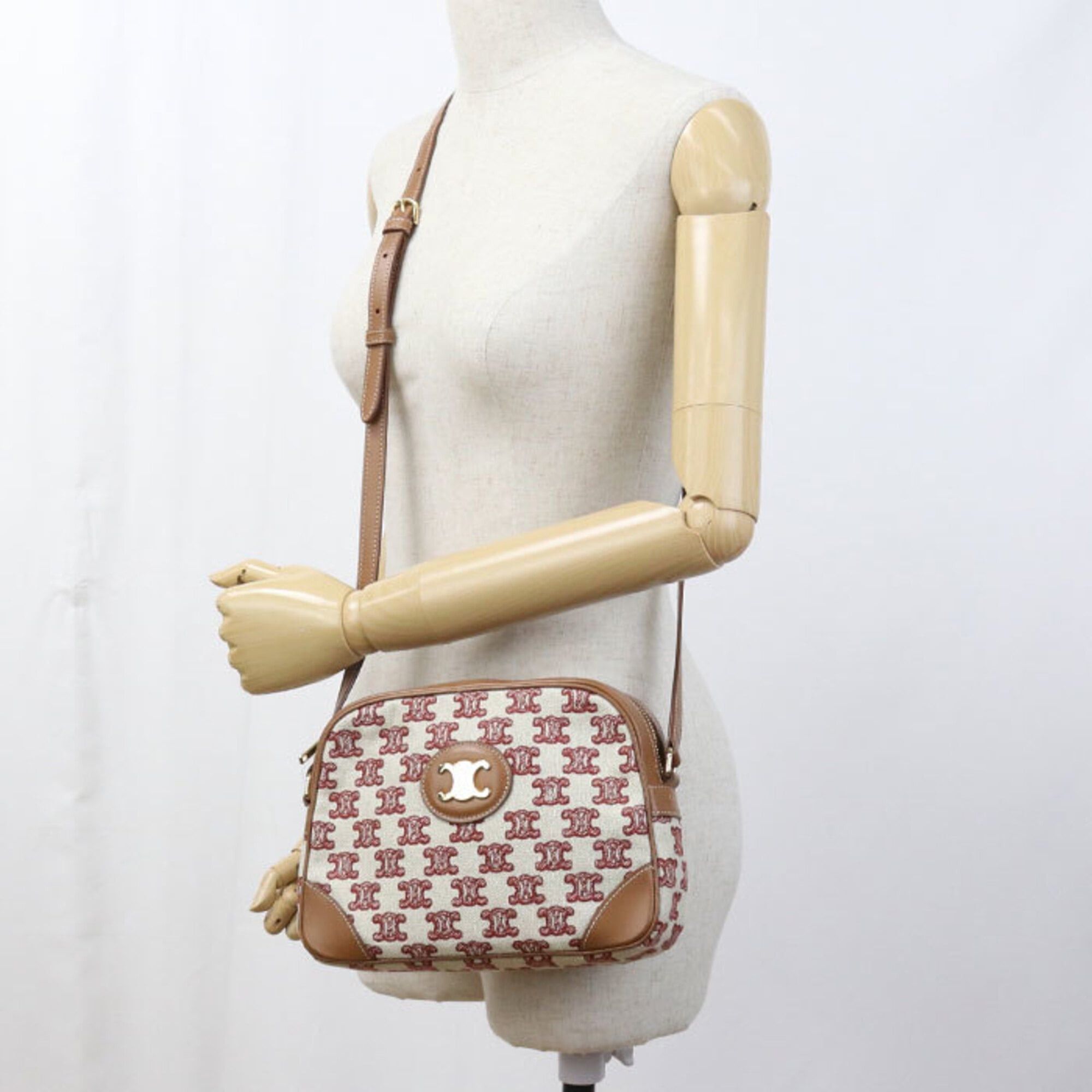 Celine Celine Crossbody Shoulder Bag 194332CS8 Triomphe Women's Brown Size ONE SIZE - 9 Thumbnail