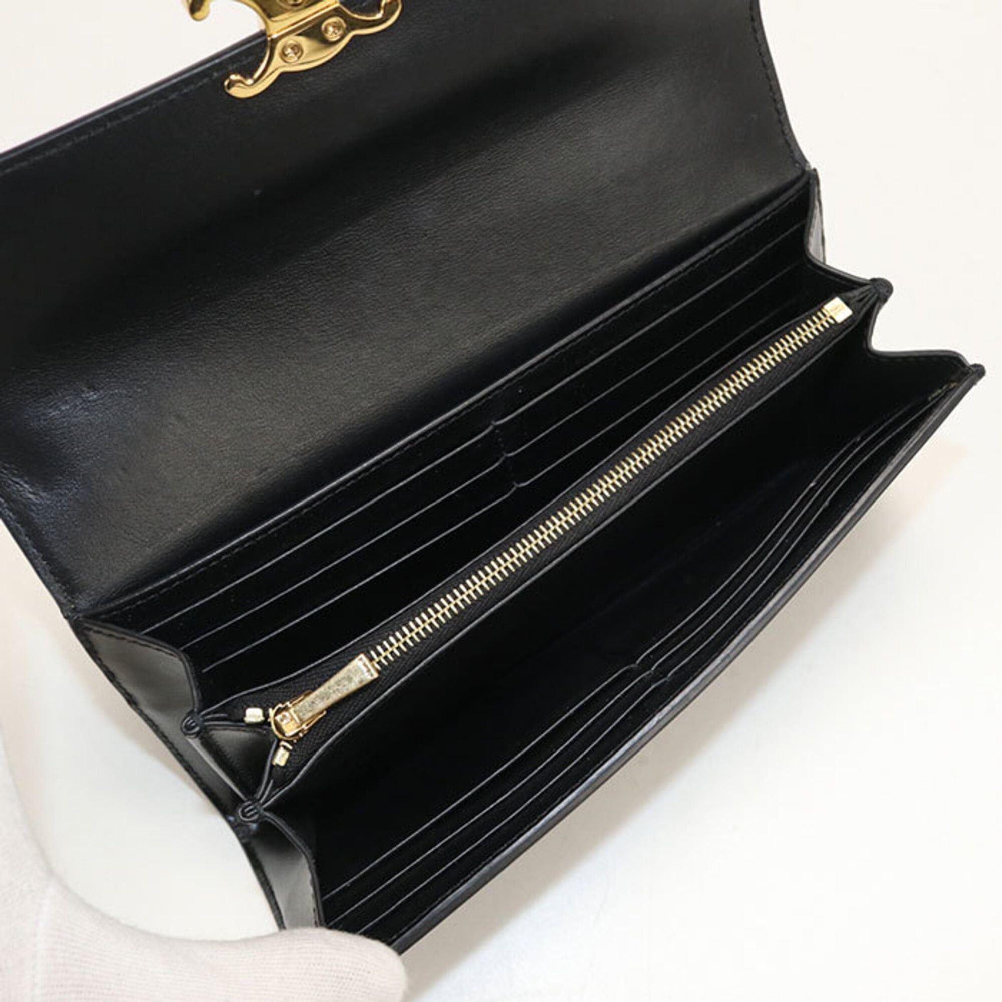 Celine Celine Long Wallet Bi-fold 10E313DPV.38NO Large Triomphe Women's Black Size ONE SIZE - 3 Thumbnail