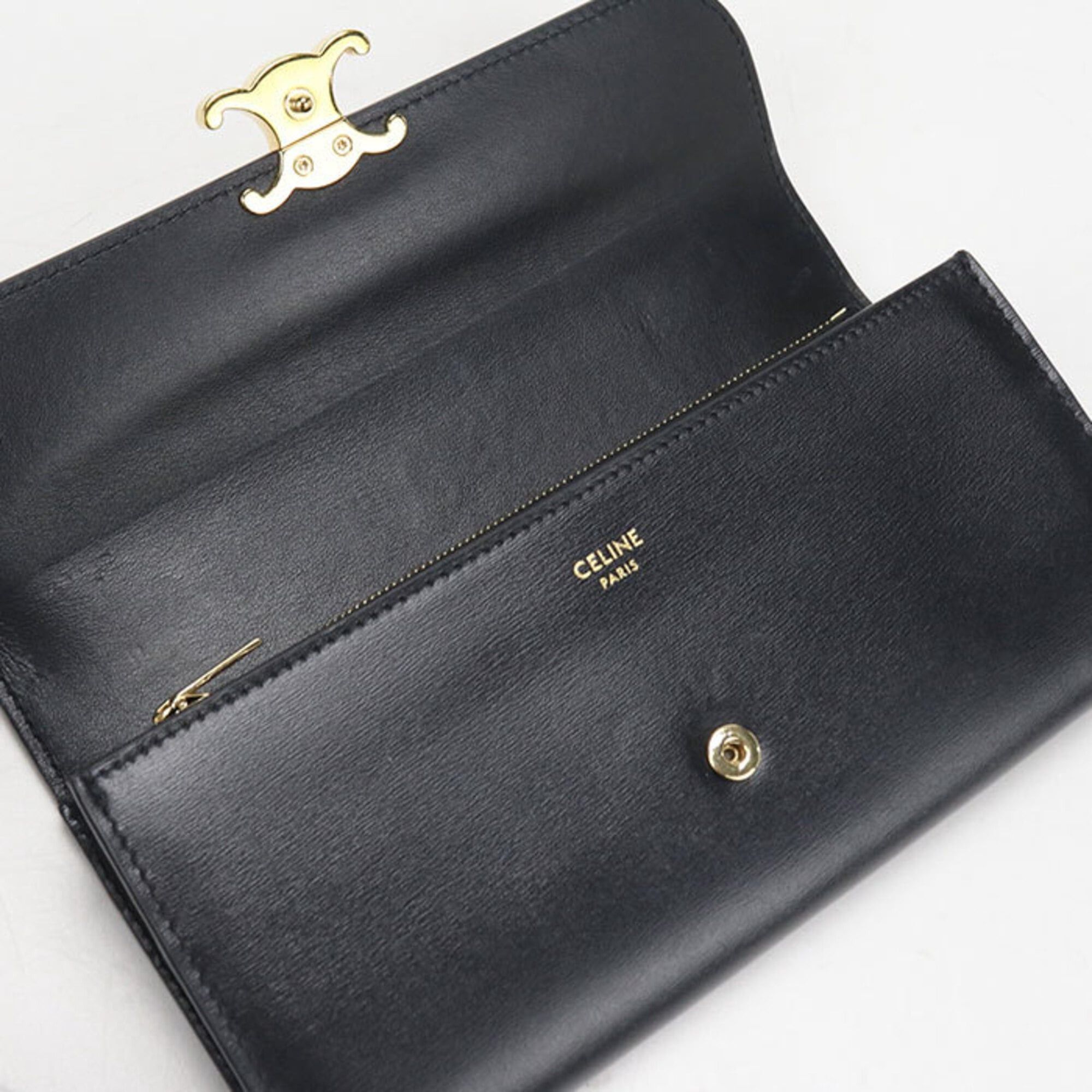 Celine Celine Long Wallet Bi-fold 10E313DPV.38NO Large Triomphe Women's Black Size ONE SIZE - 8 Thumbnail