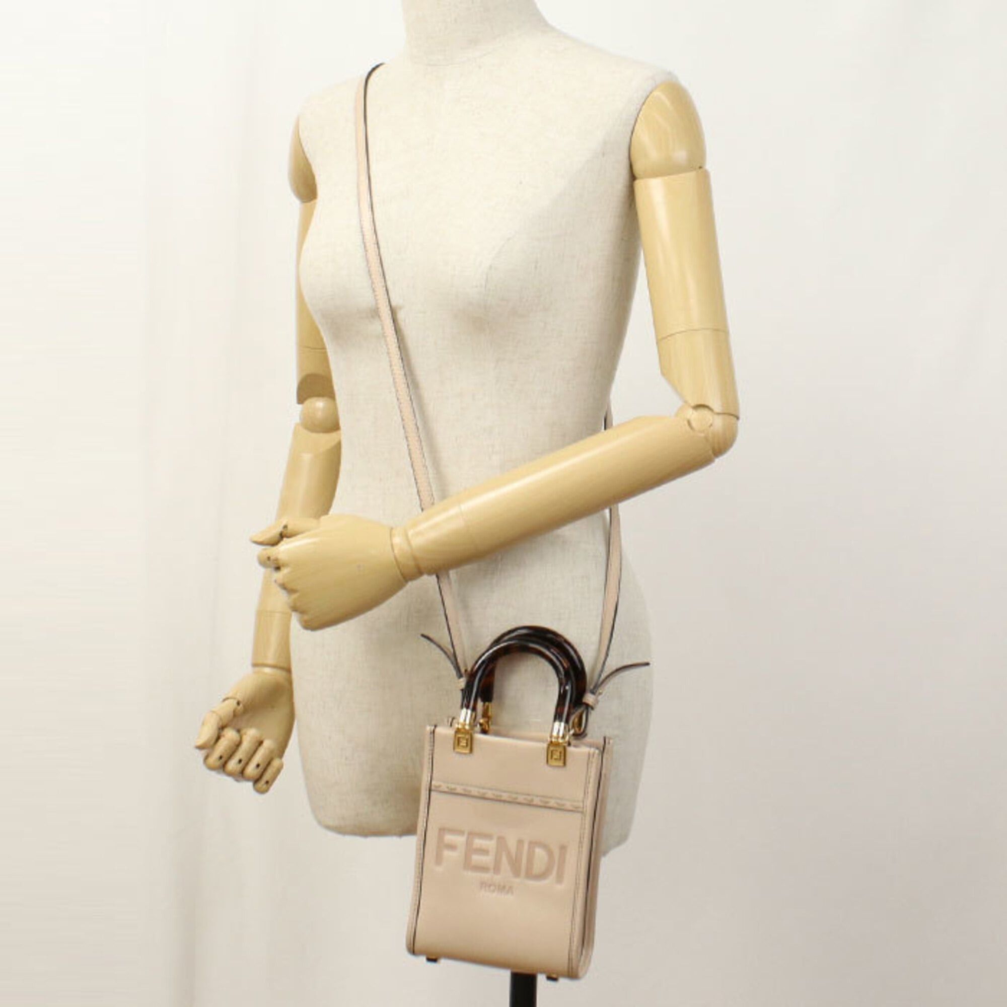 Fendi FENDI Sunshine Shopper Mini 2-Way Handbag (8BS051) - Women's, Beige Size ONE SIZE - 9 Thumbnail