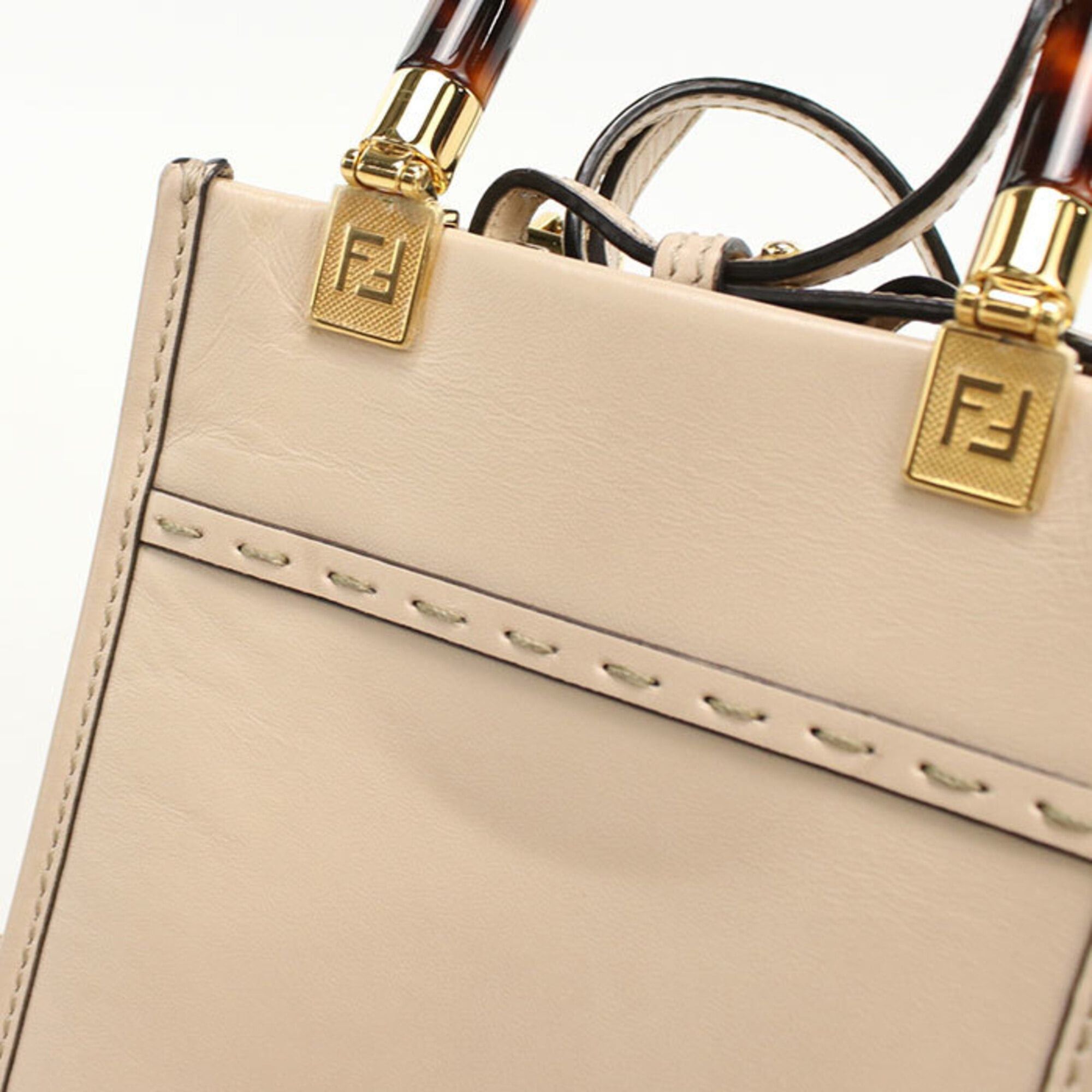 Fendi FENDI Sunshine Shopper Mini 2-Way Handbag (8BS051) - Women's, Beige Size ONE SIZE - 8 Thumbnail