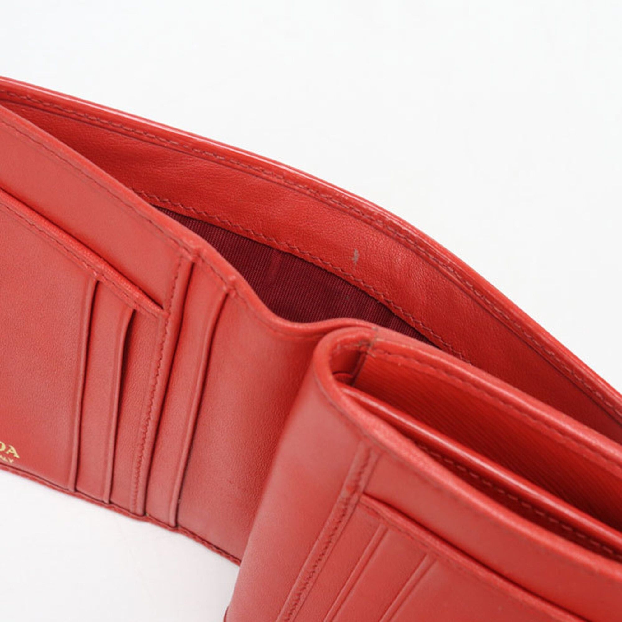 Prada PRADA Bi-fold Wallet 1ML018 Vitello Leather for Women, Red Size ONE SIZE - 4 Thumbnail