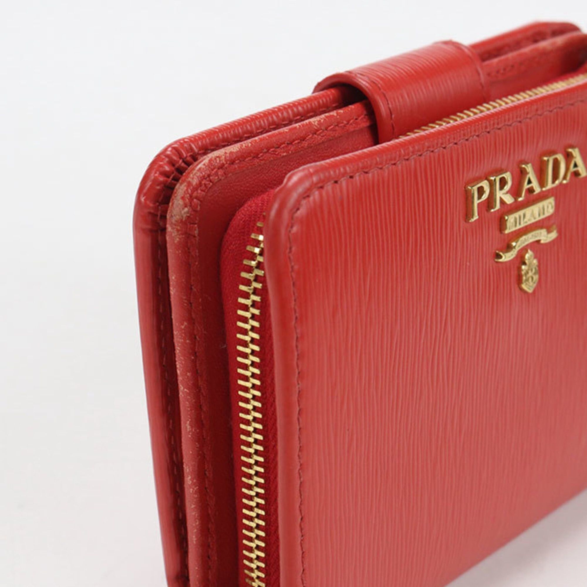 Prada PRADA Bi-fold Wallet 1ML018 Vitello Leather for Women, Red Size ONE SIZE - 6 Thumbnail