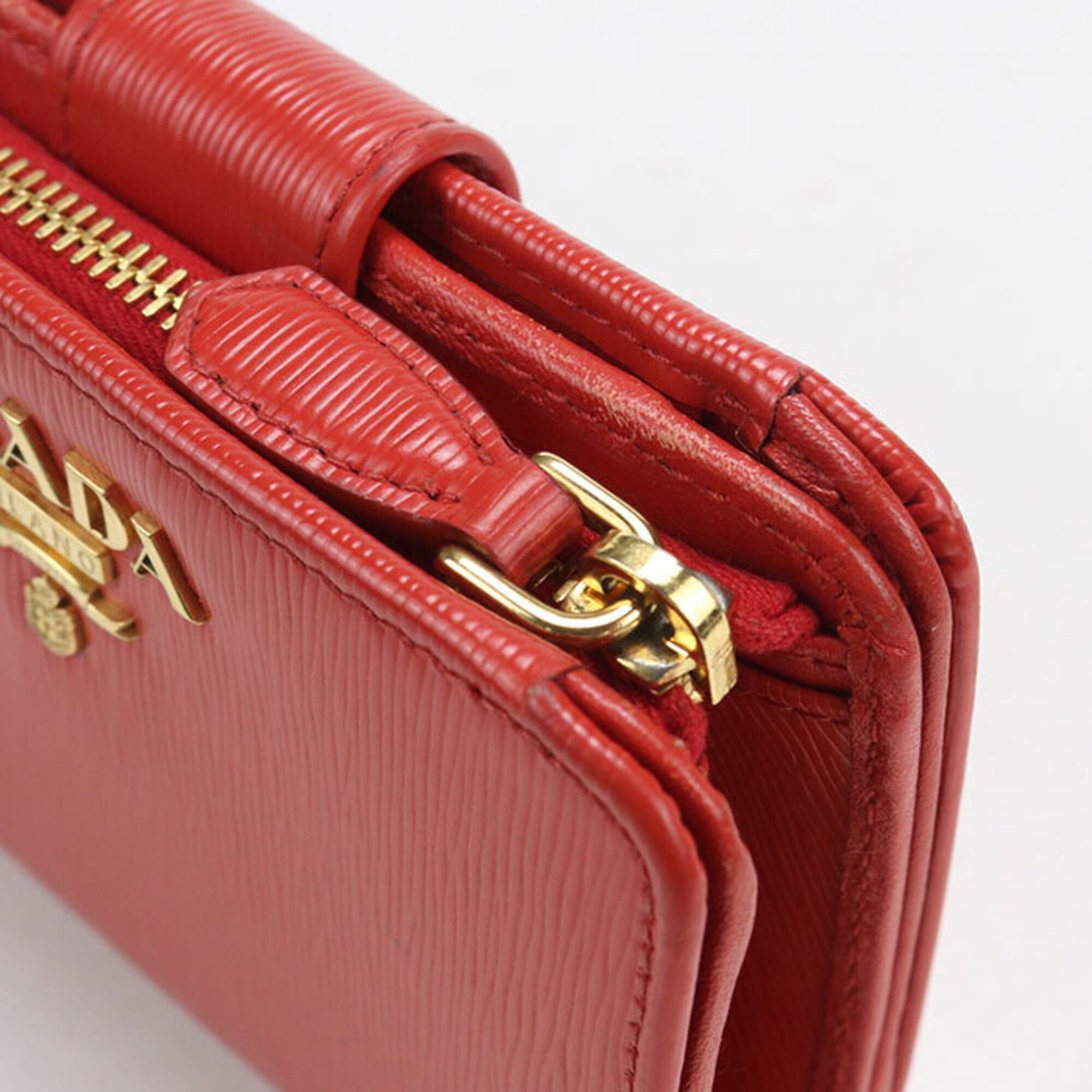 Prada PRADA Bi-fold Wallet 1ML018 Vitello Leather for Women, Red Size ONE SIZE - 7 Thumbnail
