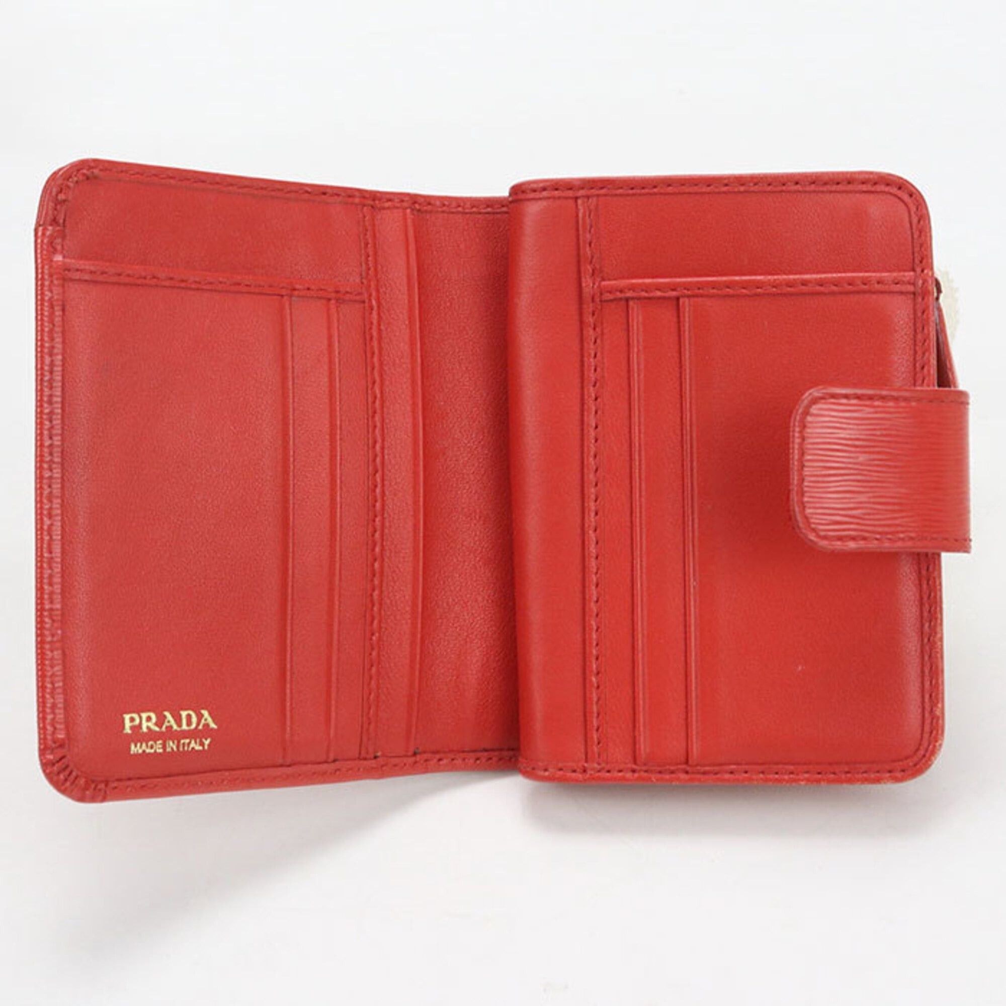 Prada PRADA Bi-fold Wallet 1ML018 Vitello Leather for Women, Red Size ONE SIZE - 3 Thumbnail