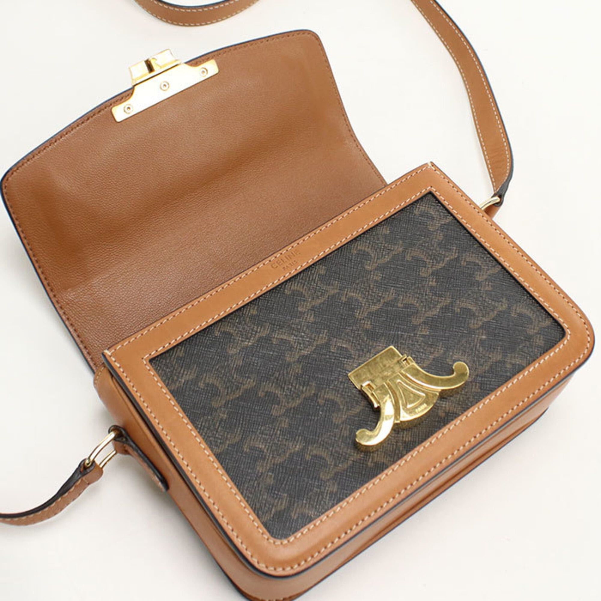 Celine Celine Crossbody Shoulder Bag 188882BZ4.04LU Triomphe Canvas Women's Brown Size ONE SIZE - 8 Thumbnail