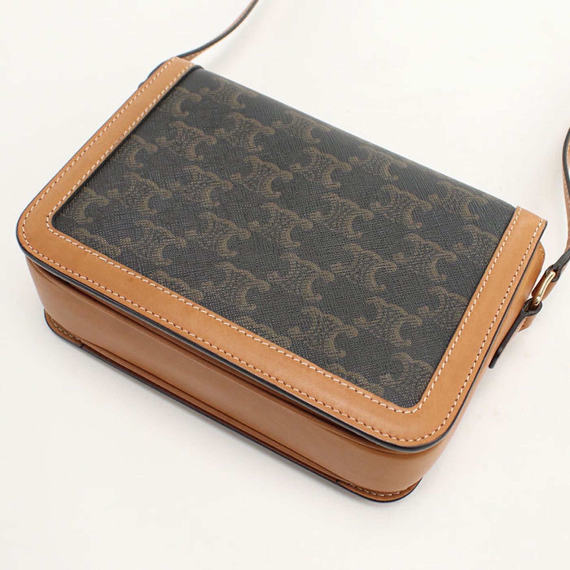 Celine Celine Crossbody Shoulder Bag 188882BZ4.04LU Triomphe Canvas Women's Brown Size ONE SIZE - 2 Thumbnail