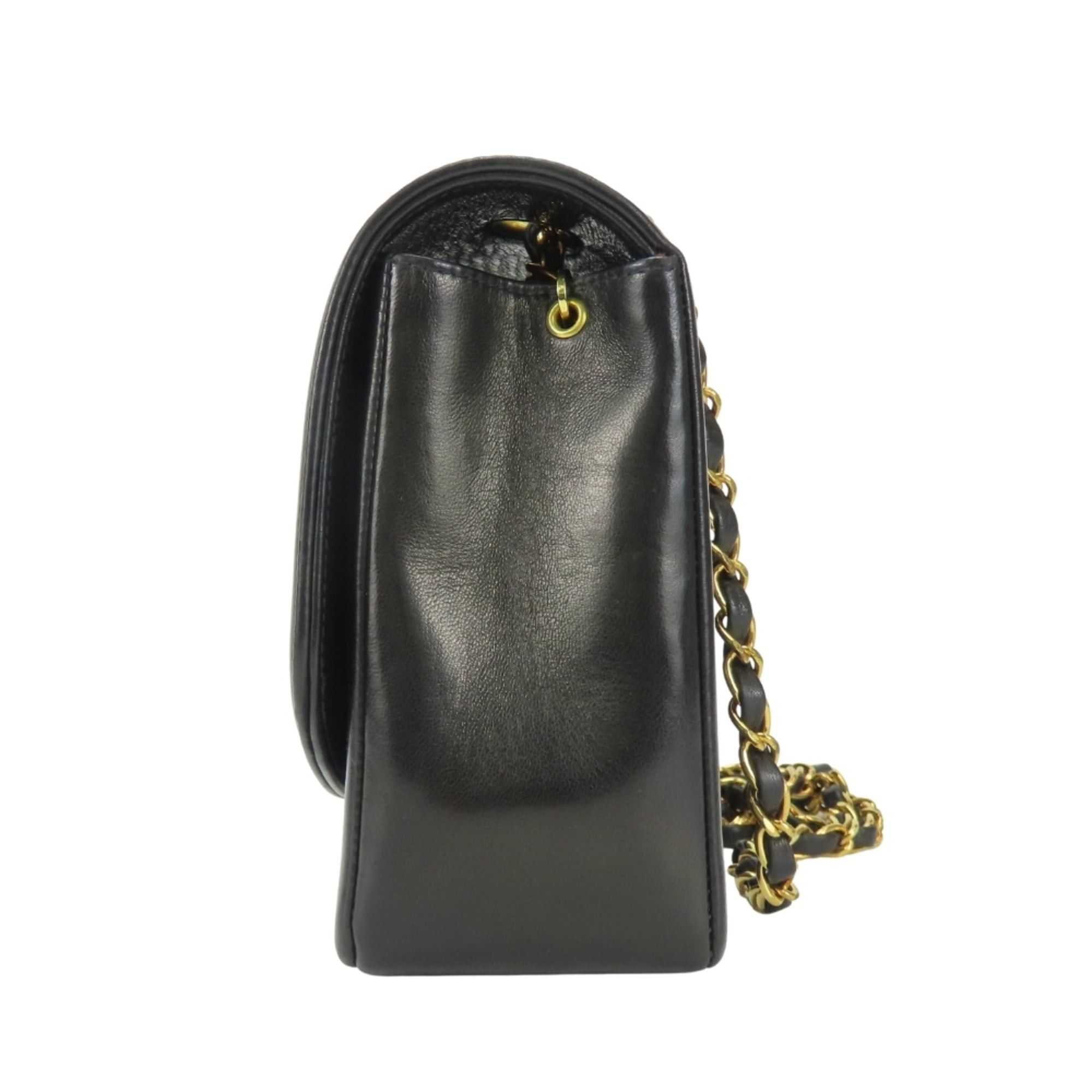 Chanel Chanel Diana Shoulder Bag, Lambskin, Black, Gold Hardware, Coco Mark, Chain, Women's. Size ONE SIZE - 4 Thumbnail