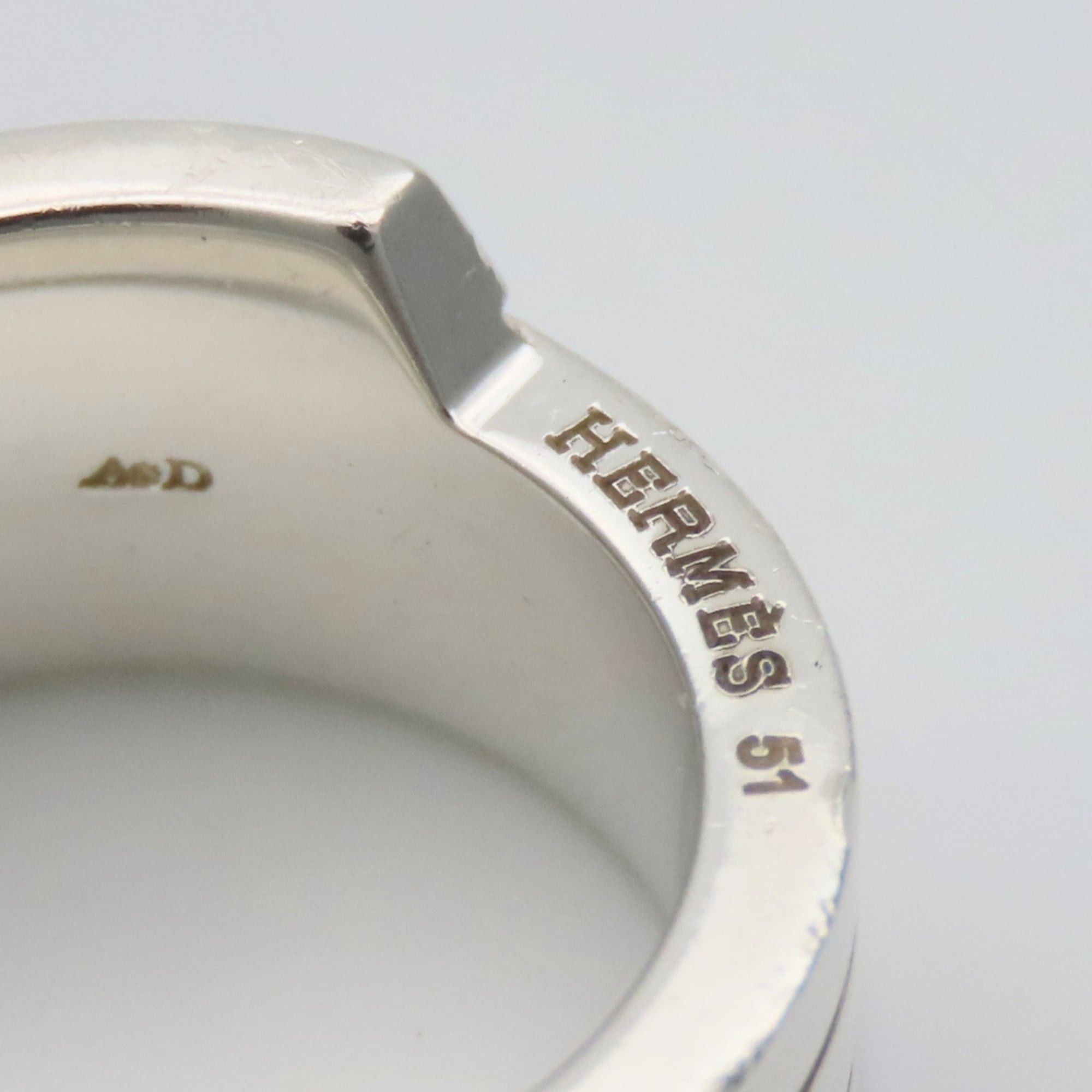 Hermes Hermes Ring - Italique, Size 51, Sterling Silver 925, Women's Size ONE SIZE - 6 Thumbnail