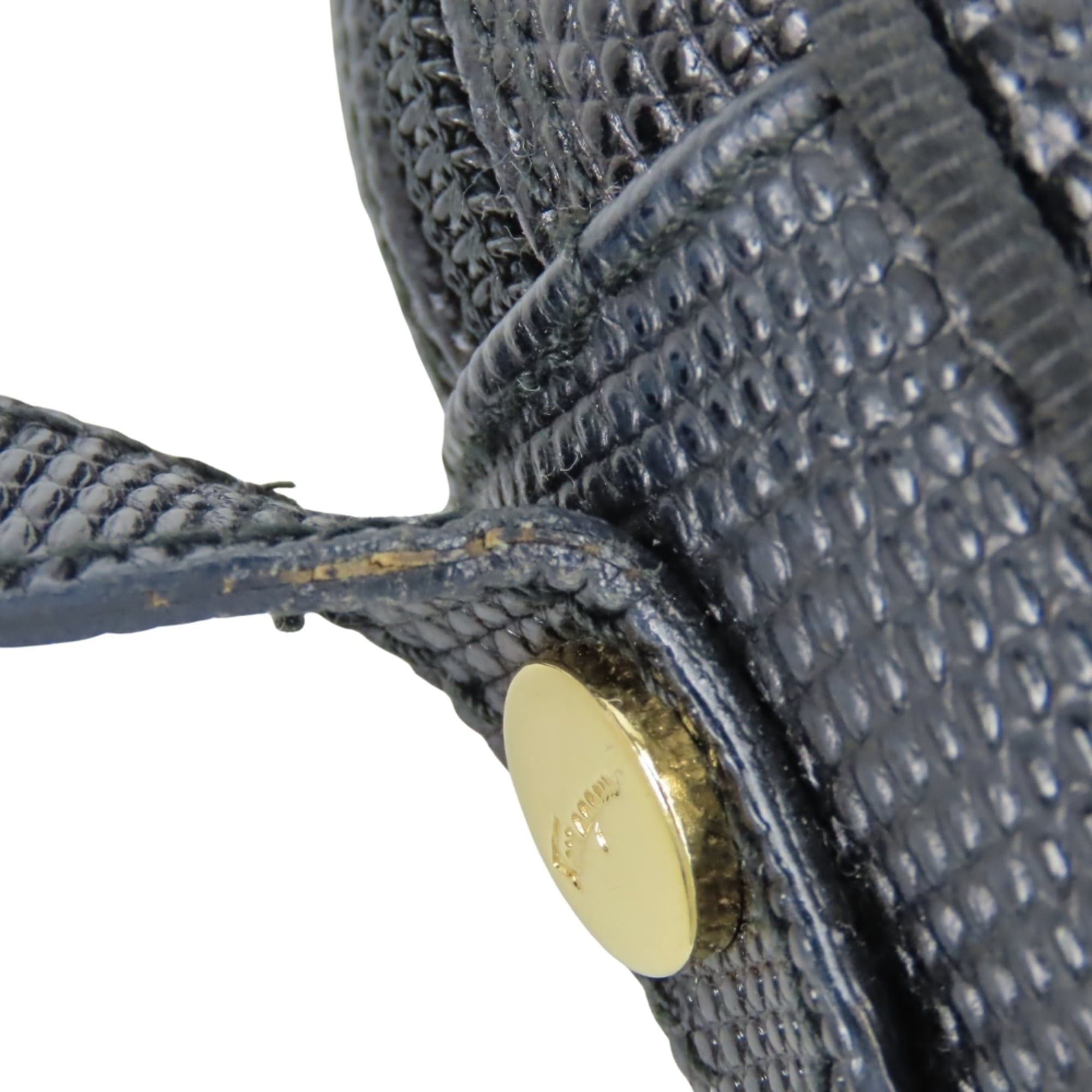 Salvatore Ferragamo Salvatore Ferragamo Shoulder Bag Vara D213096 Embossed Leather Black Gold Hardware Women's Size ONE SIZE - 14 Thumbnail