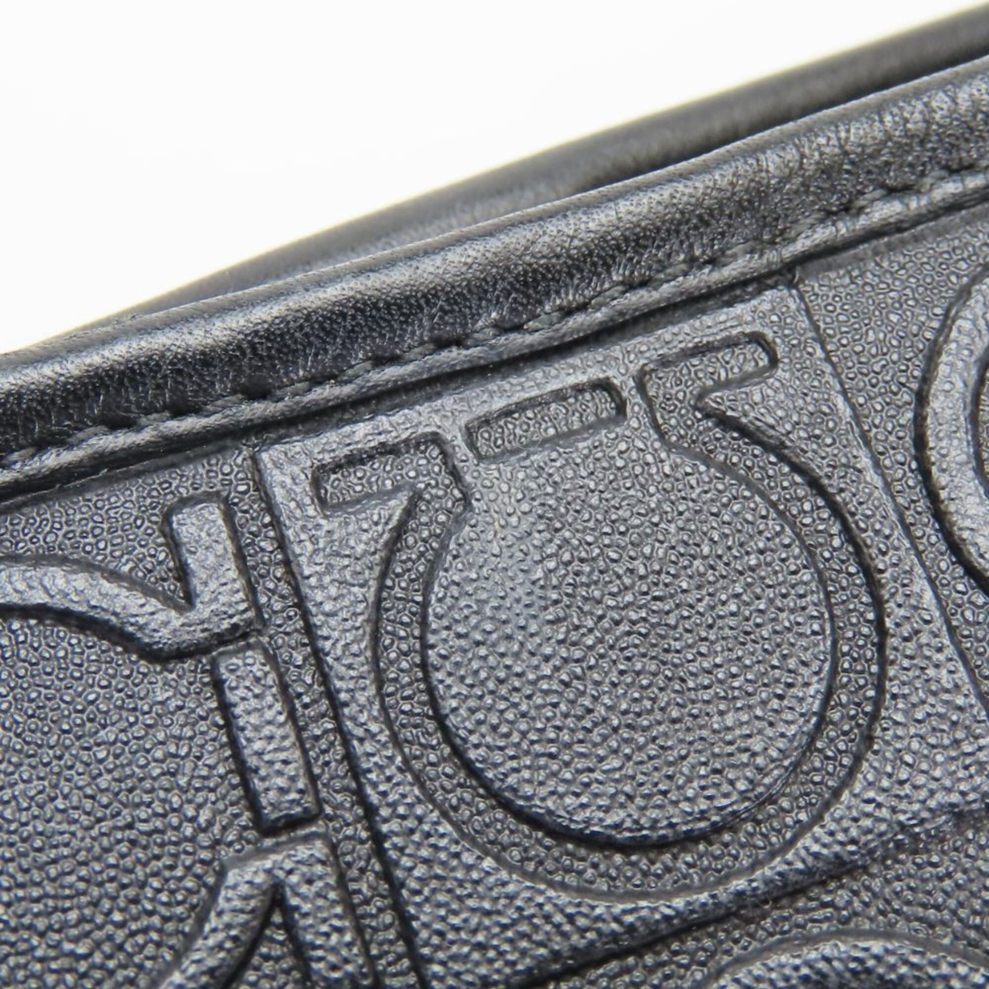 Salvatore Ferragamo Salvatore Ferragamo Gancini Tote Bag AU-21 4909 Black Embossed Leather Women's Size ONE SIZE - 7 Thumbnail