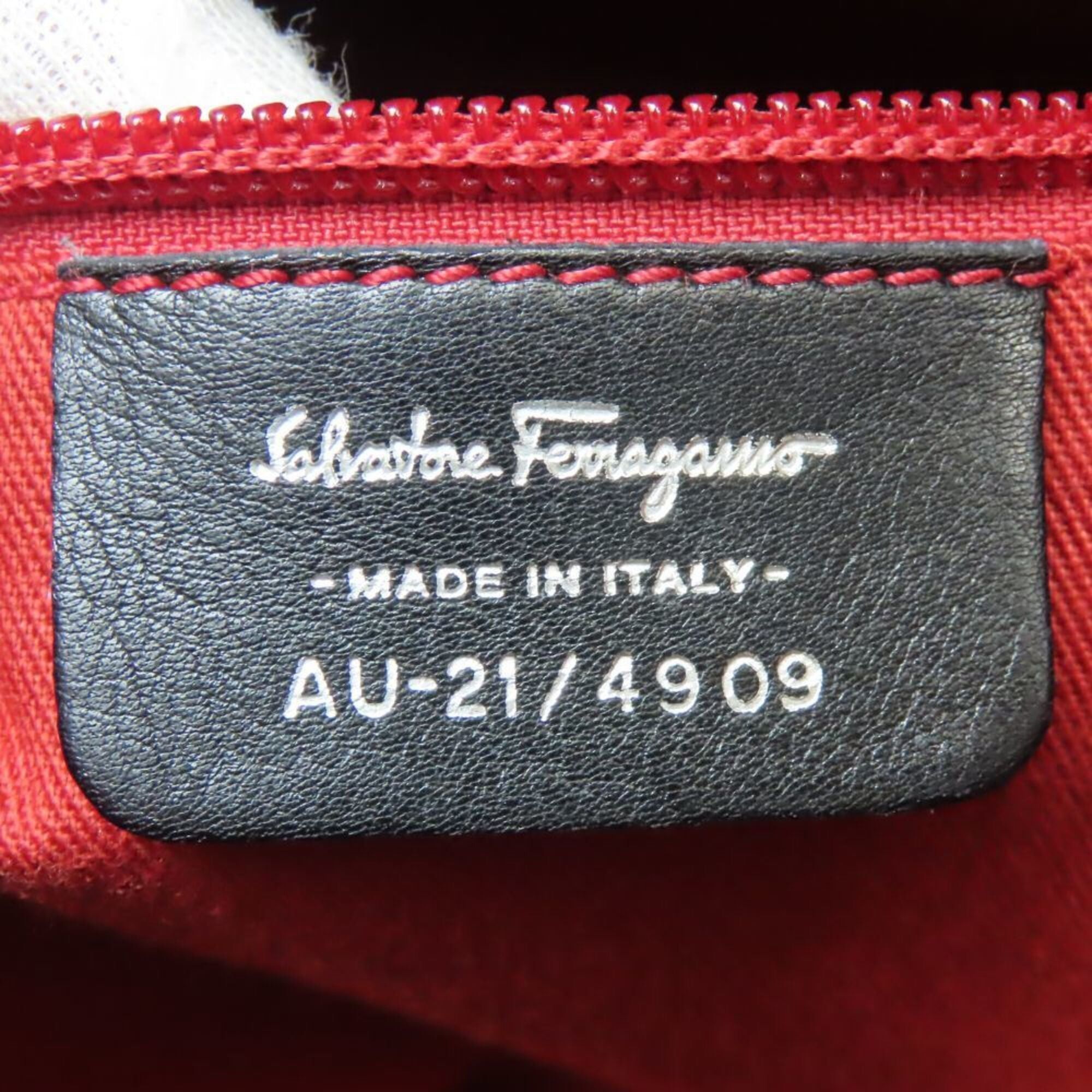 Salvatore Ferragamo Salvatore Ferragamo Gancini Tote Bag AU-21 4909 Black Embossed Leather Women's Size ONE SIZE - 12 Thumbnail