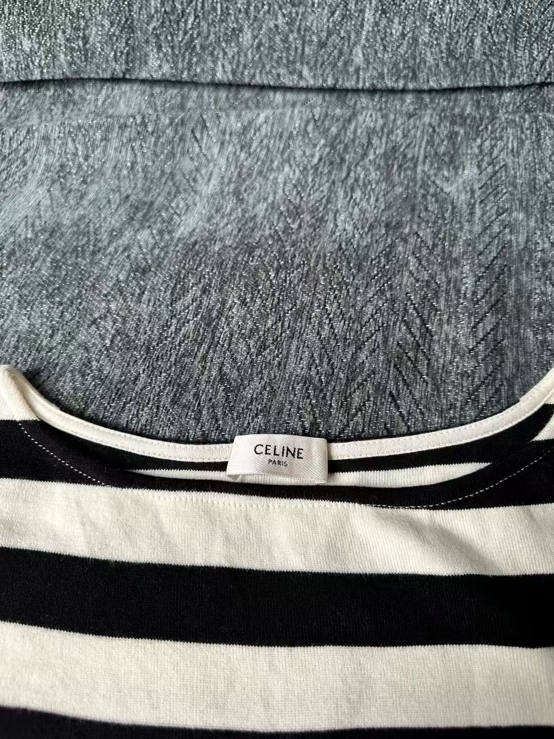 Celine Celine Black White Stripe Triomphe Embroidery Long Sleeve Size S / US 4 / IT 40 - 3 Thumbnail