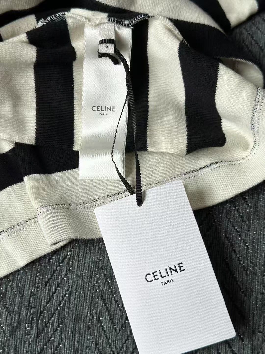 Celine Celine Black White Stripe Triomphe Embroidery Long Sleeve Size S / US 4 / IT 40 - 4 Thumbnail