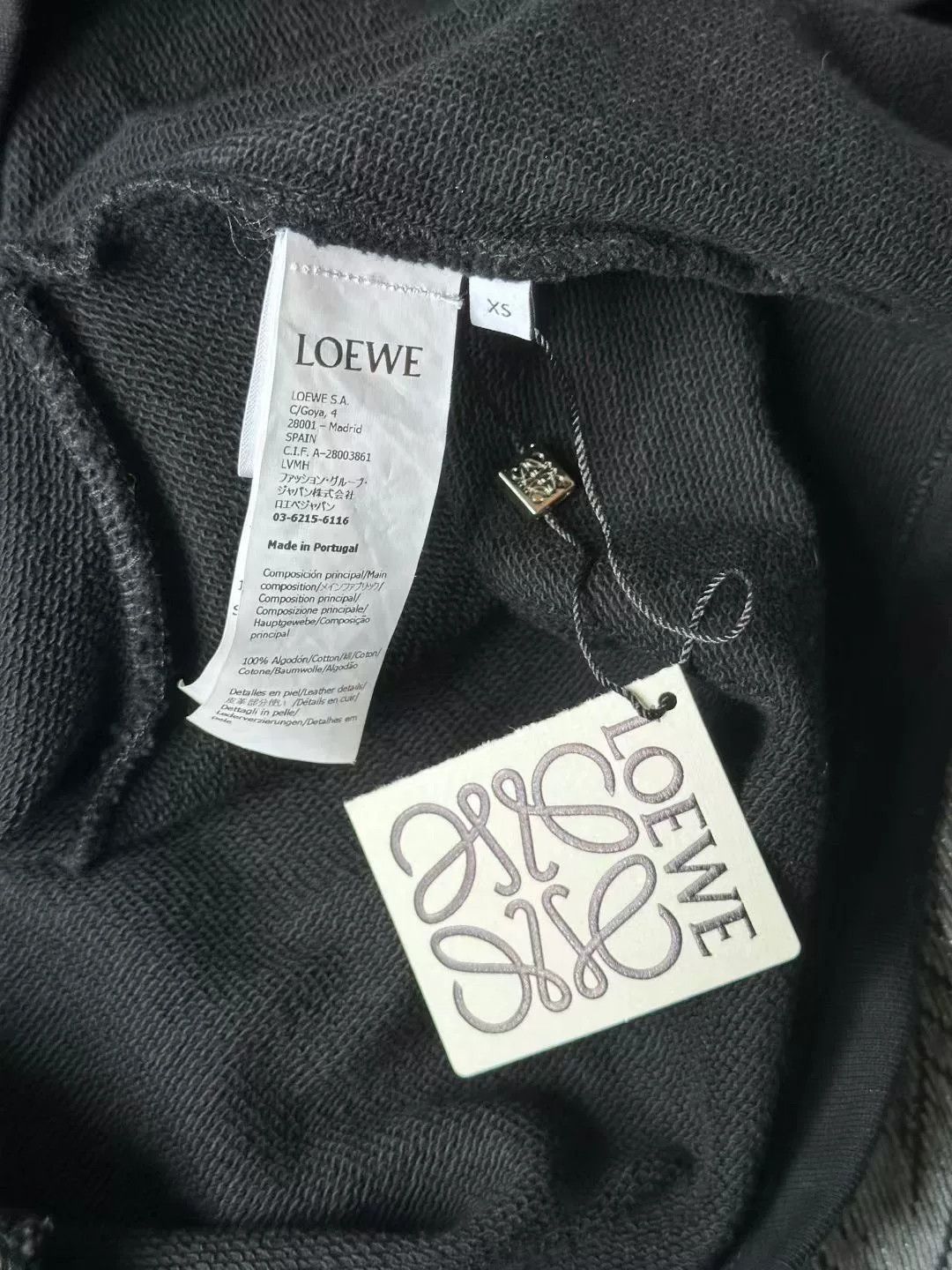 Loewe Loewe Black Leather Patch Short Hoodie Size XS / US 0-2 / IT 36-38 - 4 Thumbnail