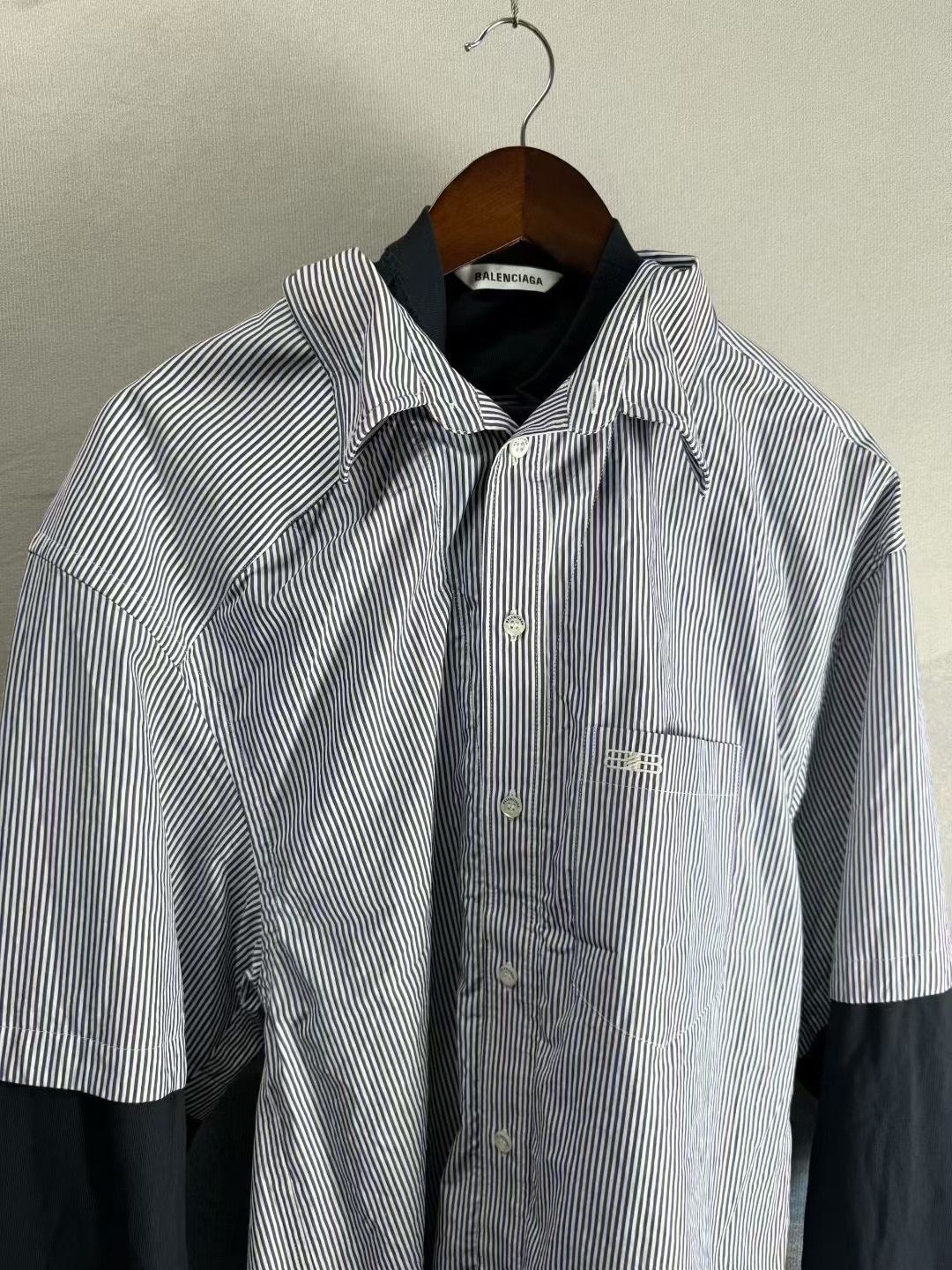 Balenciaga Balenciaga Double B Embroidery Stripe Shirt Size US M / EU 48-50 / 2 - 2 Thumbnail