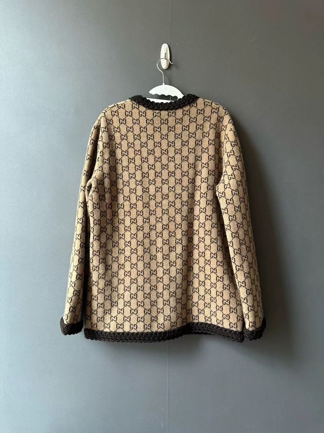 Gucci Gucci Brown All-over Print Wool Cardigan Size US M / EU 48-50 / 2 - 2 Thumbnail