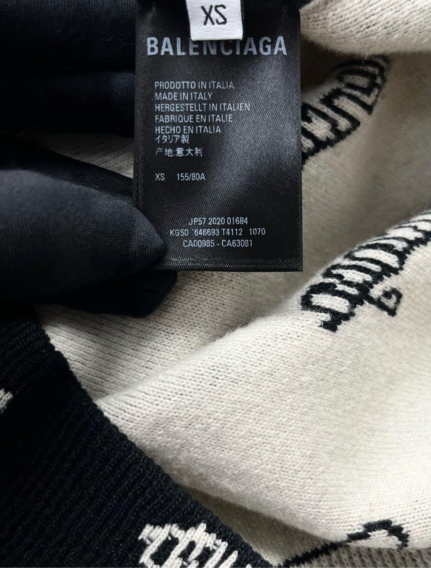 Balenciaga Balenciaga Black Cursive Letter Knit Sweater Size US XS / EU 42 / 0 - 4 Thumbnail