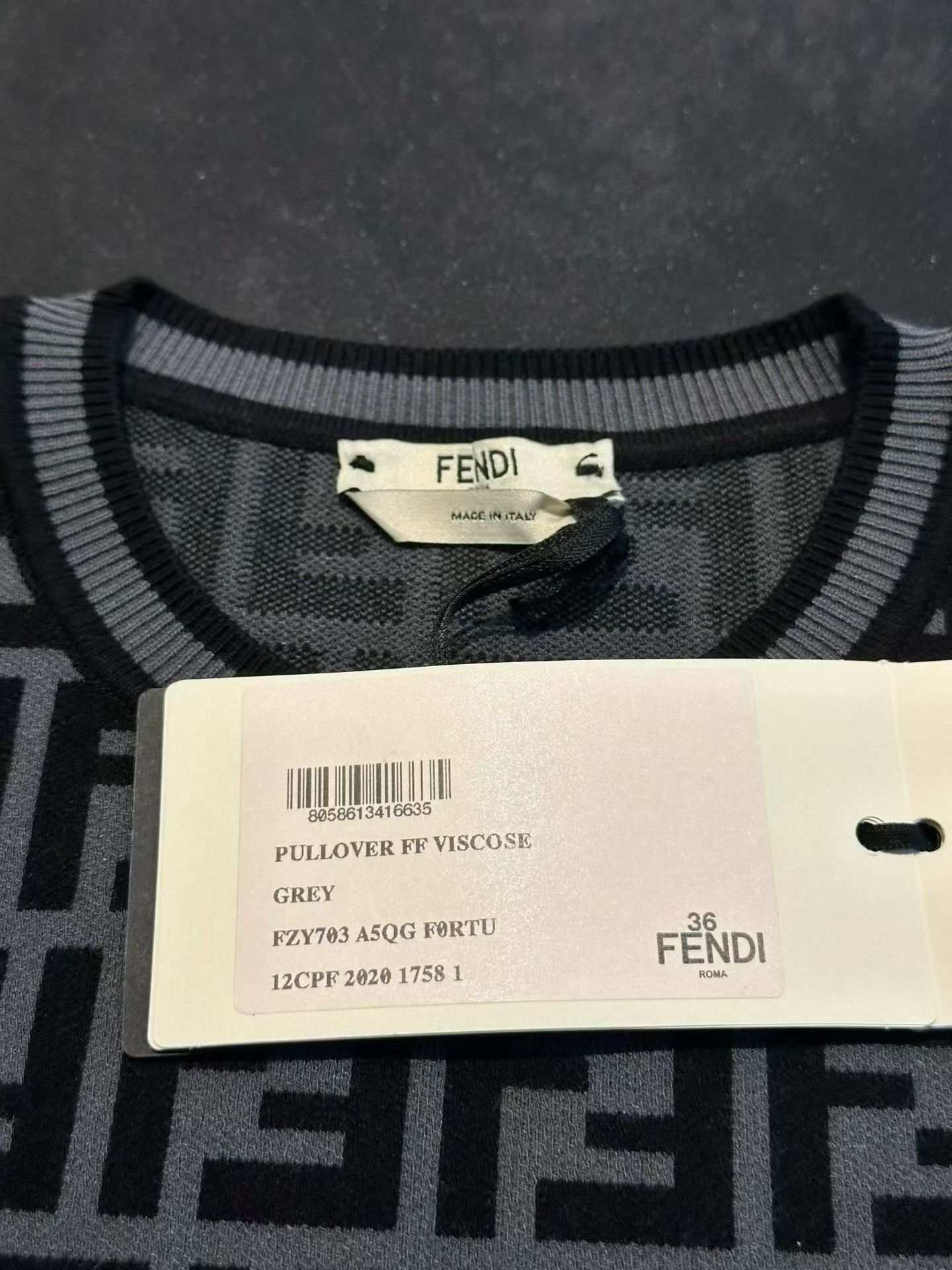 Fendi Fendi Black Gray All-over Print Knit Size XS / US 0-2 / IT 36-38 - 3 Thumbnail