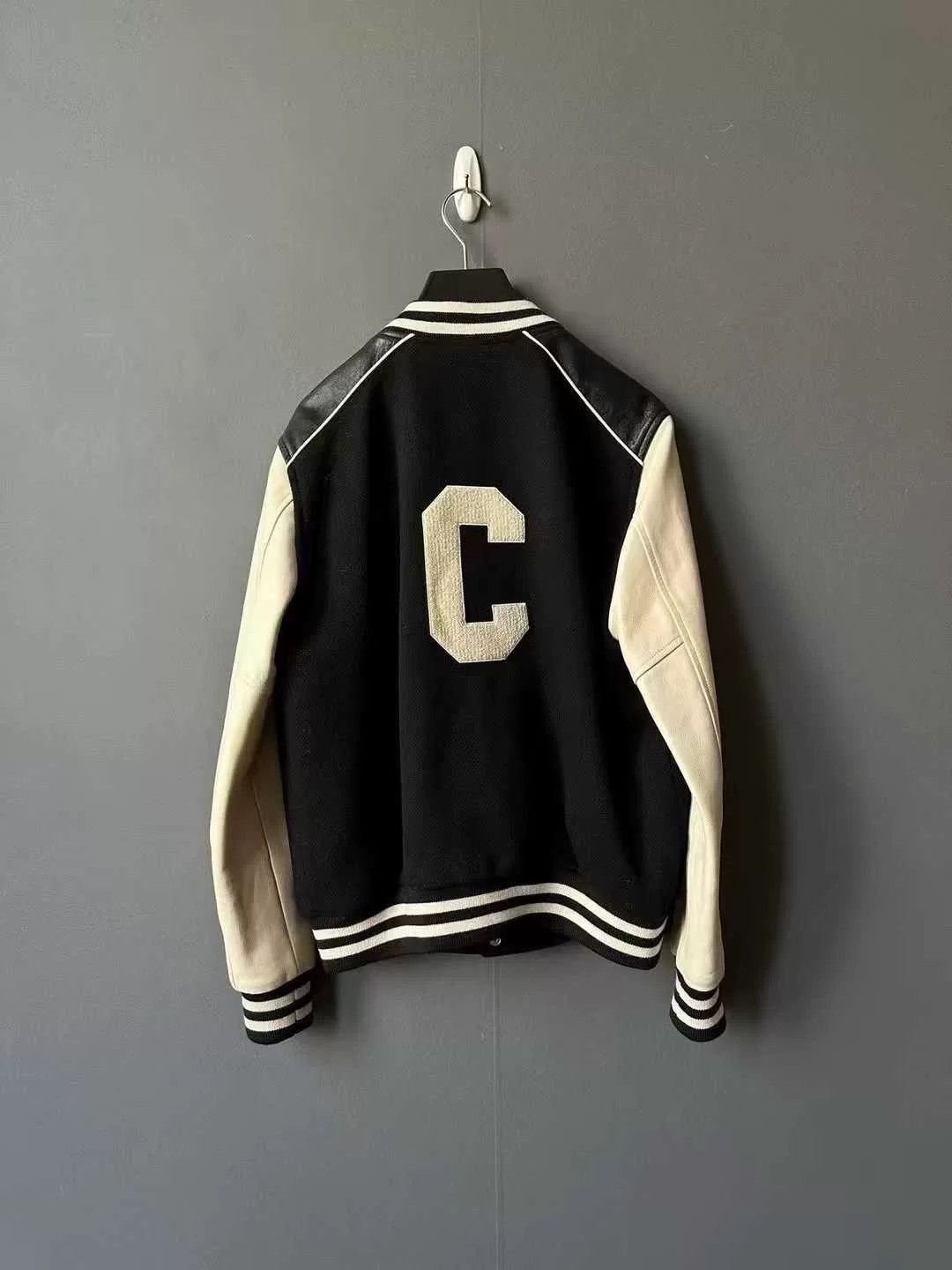 Celine Celine Black White Leather Baseball Jacket Size US S / EU 44-46 / 1 - 2 Thumbnail