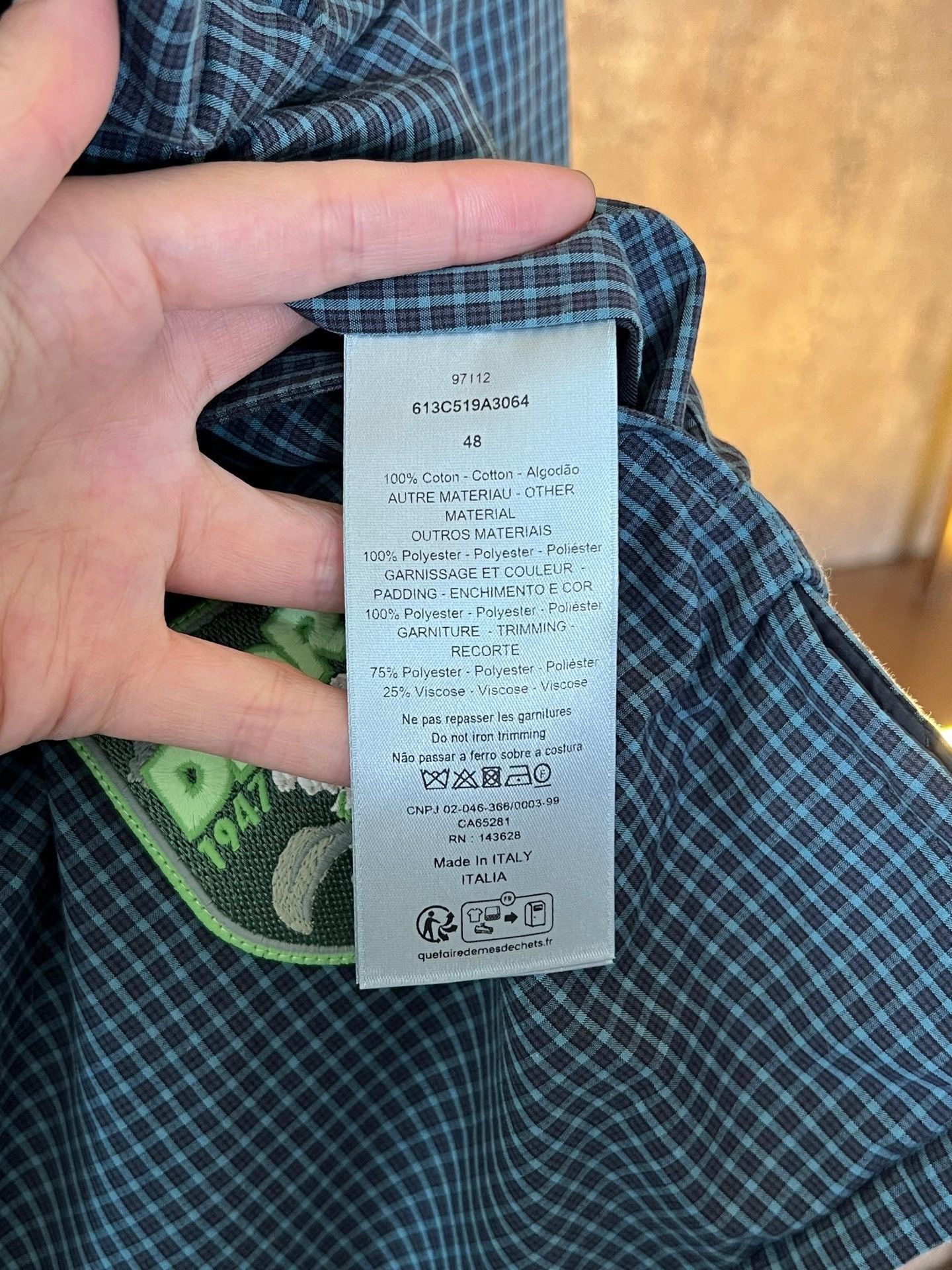 Dior Dior Blue Plaid Embroidered Logo Cotton Jacket Size US M / EU 48-50 / 2 - 7 Thumbnail