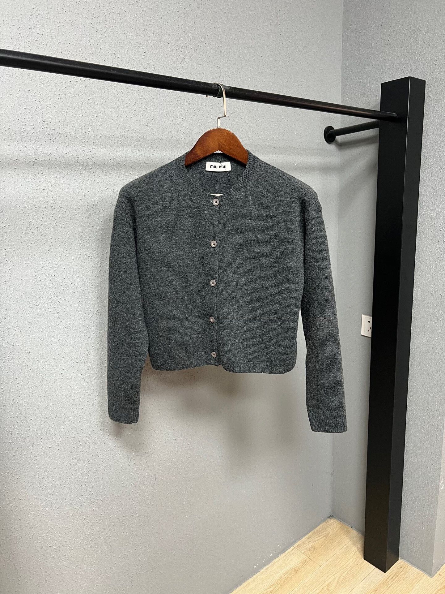 Miu Miu Miu Miu Gray Back Slogan Cardigan Size S / US 4 / IT 40 - 2 Thumbnail